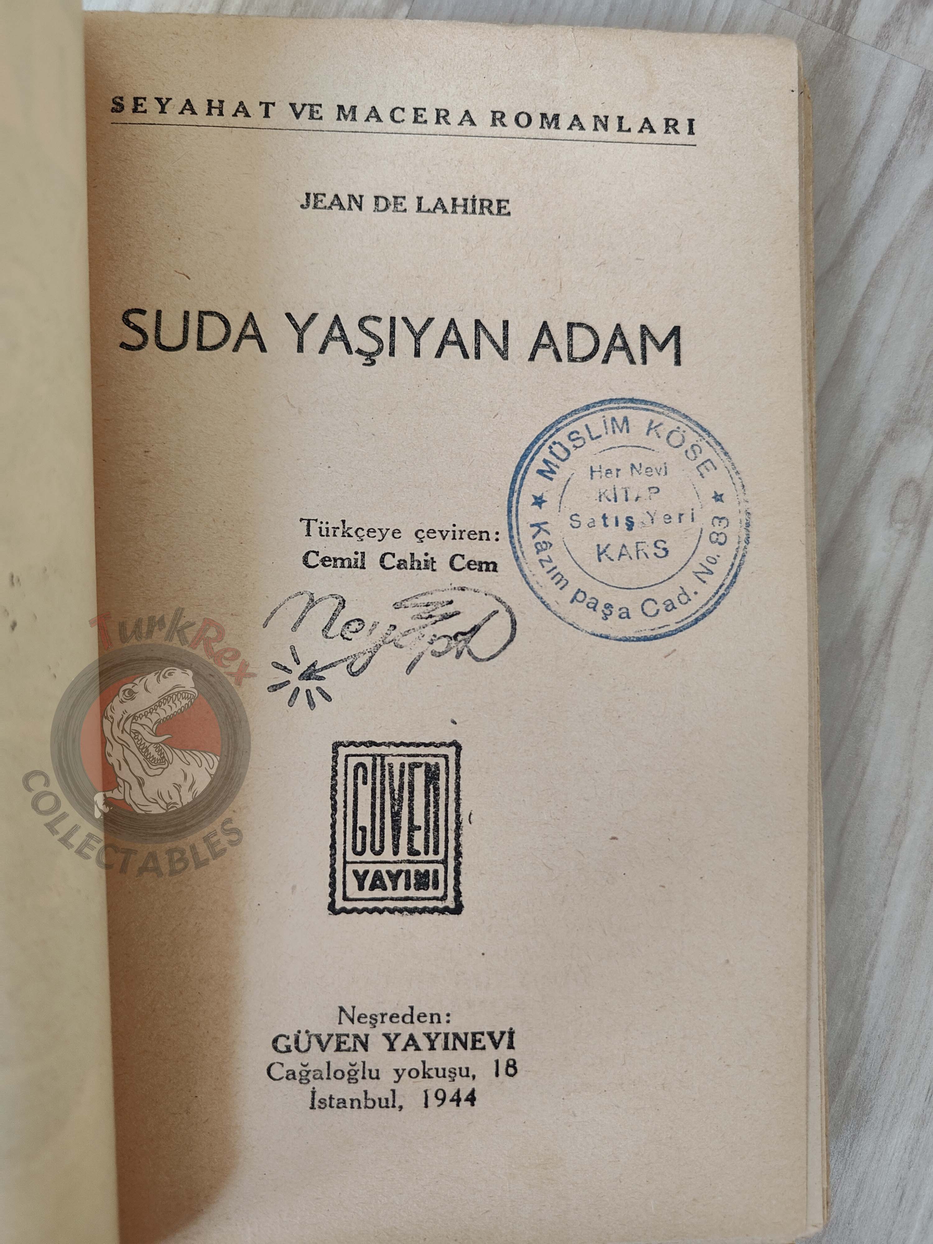Jean de La Hire  – The Man Who Could Live Underwater 1944 1st Turkish Book Turkey