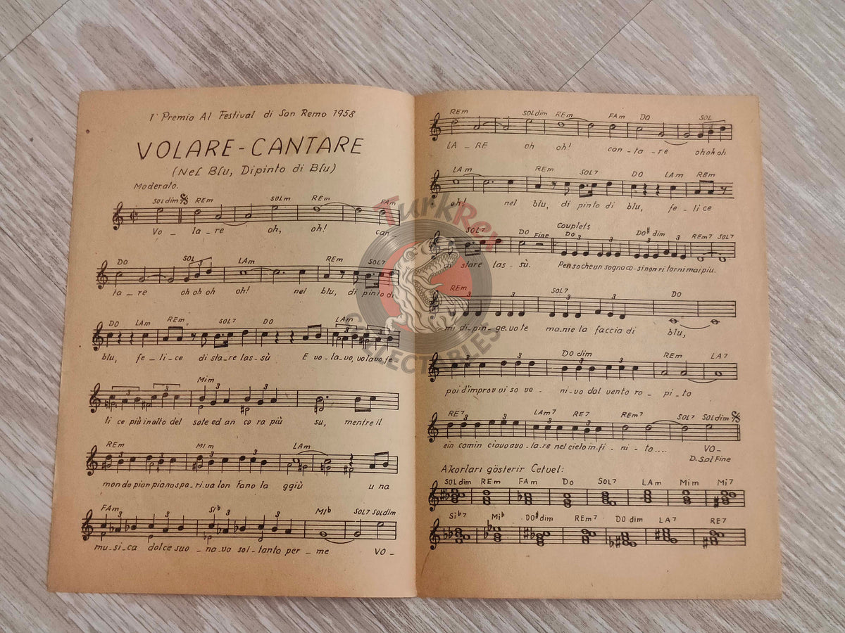 Domenico Modugno – Volare Cantare Turkish Vintage Musical Notes Sheet Turkey