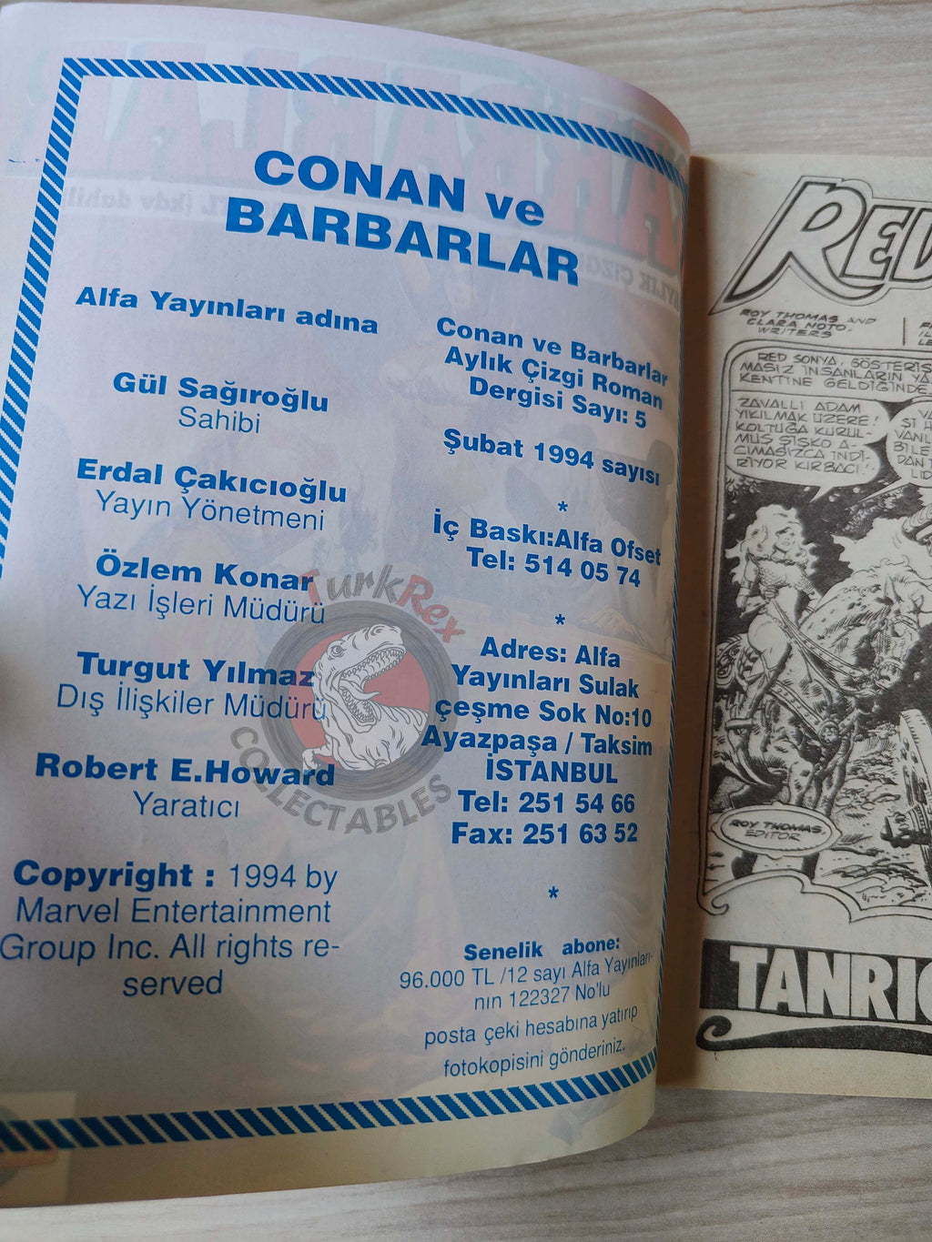 Conan ve Barbarlar #5 1994 Red Sonja & King Kull Turkish Comic Turkey