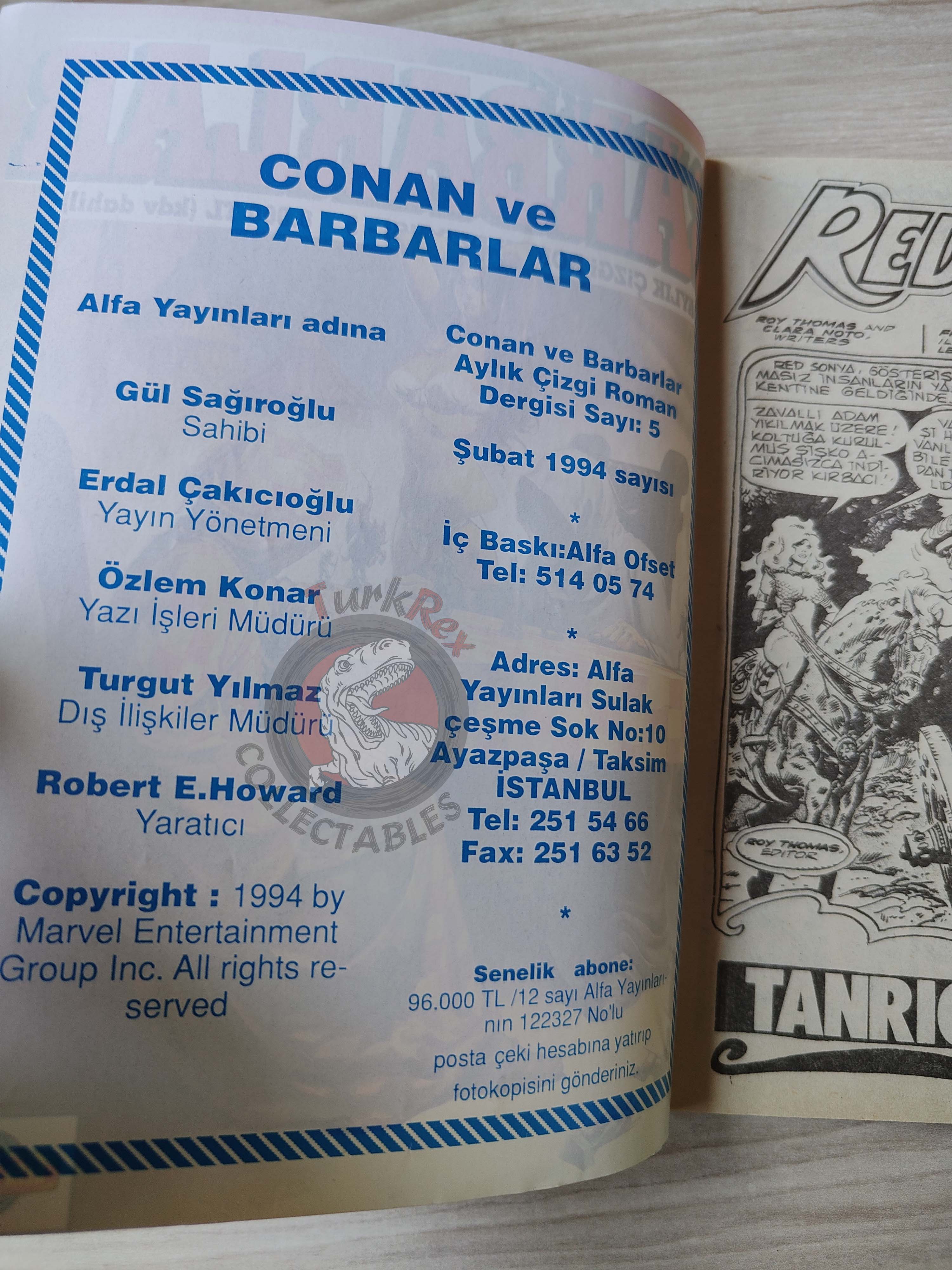 Conan ve Barbarlar #5 1994 Red Sonja & King Kull Turkish Comic Turkey