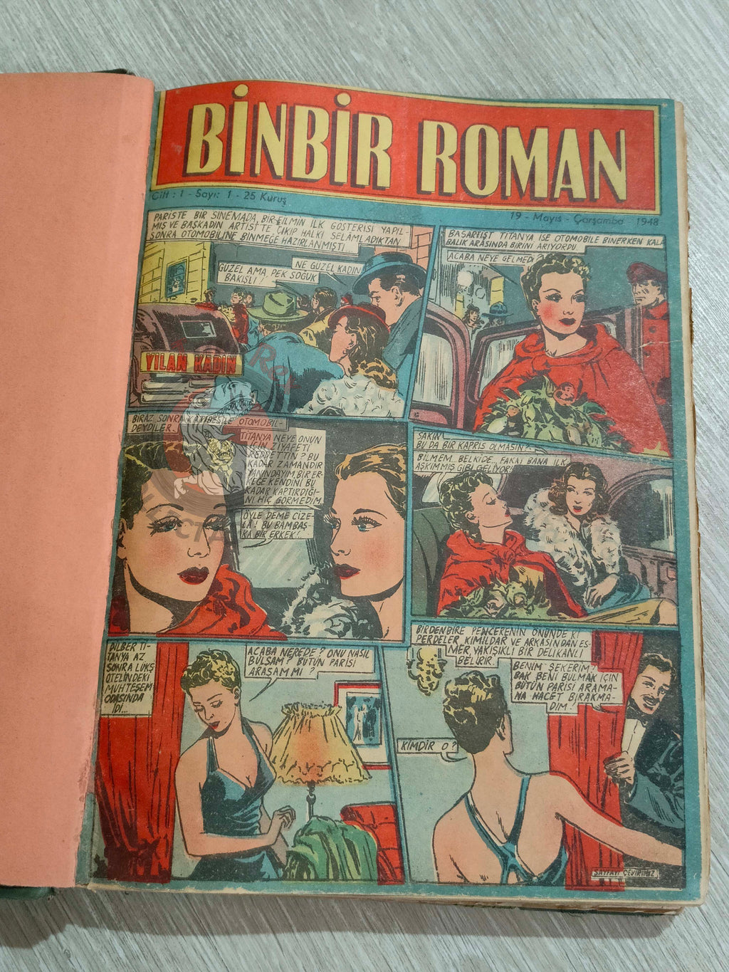 Binbir Roman 1948 The Phantom - The Game of Alvar Complete Story Turkish Comic Mag Turkey