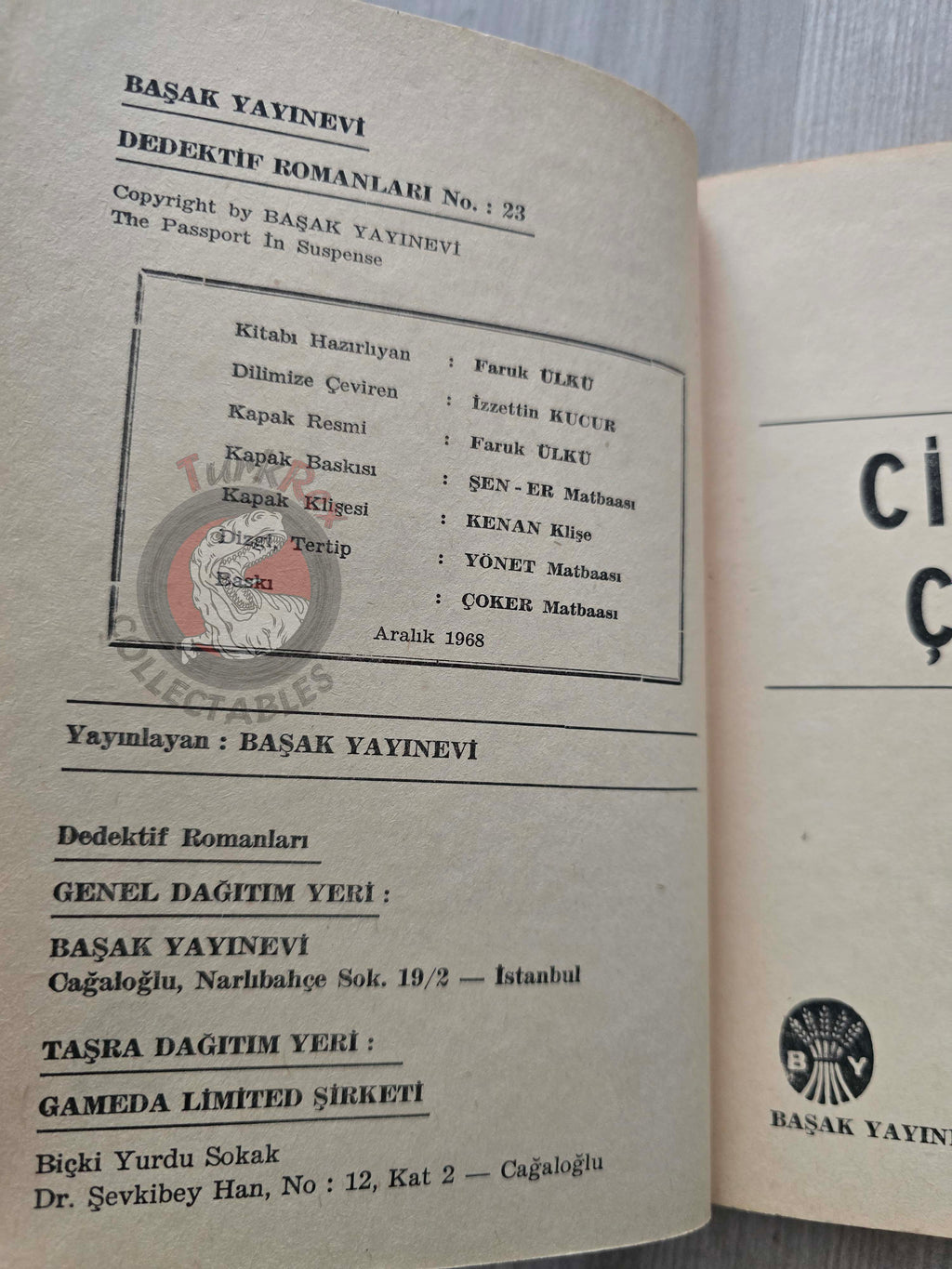 Gerard de Villiers – The Passport In Suspense 1968 1st Turkish Book Turkey SAS