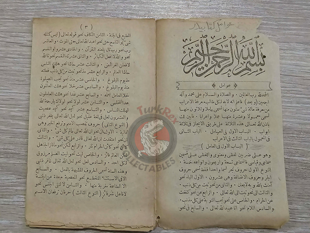 Avâmil 1884 Islamic education in Ottoman Empire Arabic Grammar 1300 Turkish
