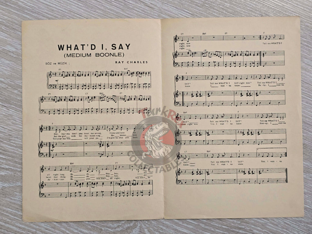 Ray Charles – What’d I Say Turkish Vintage Musical Notes Sheet Turkey