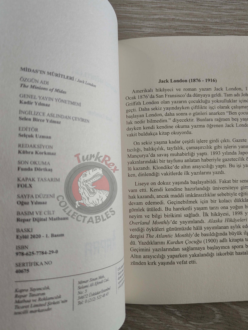 Jack London  – The Minions of Midas Turkish Book Turkey