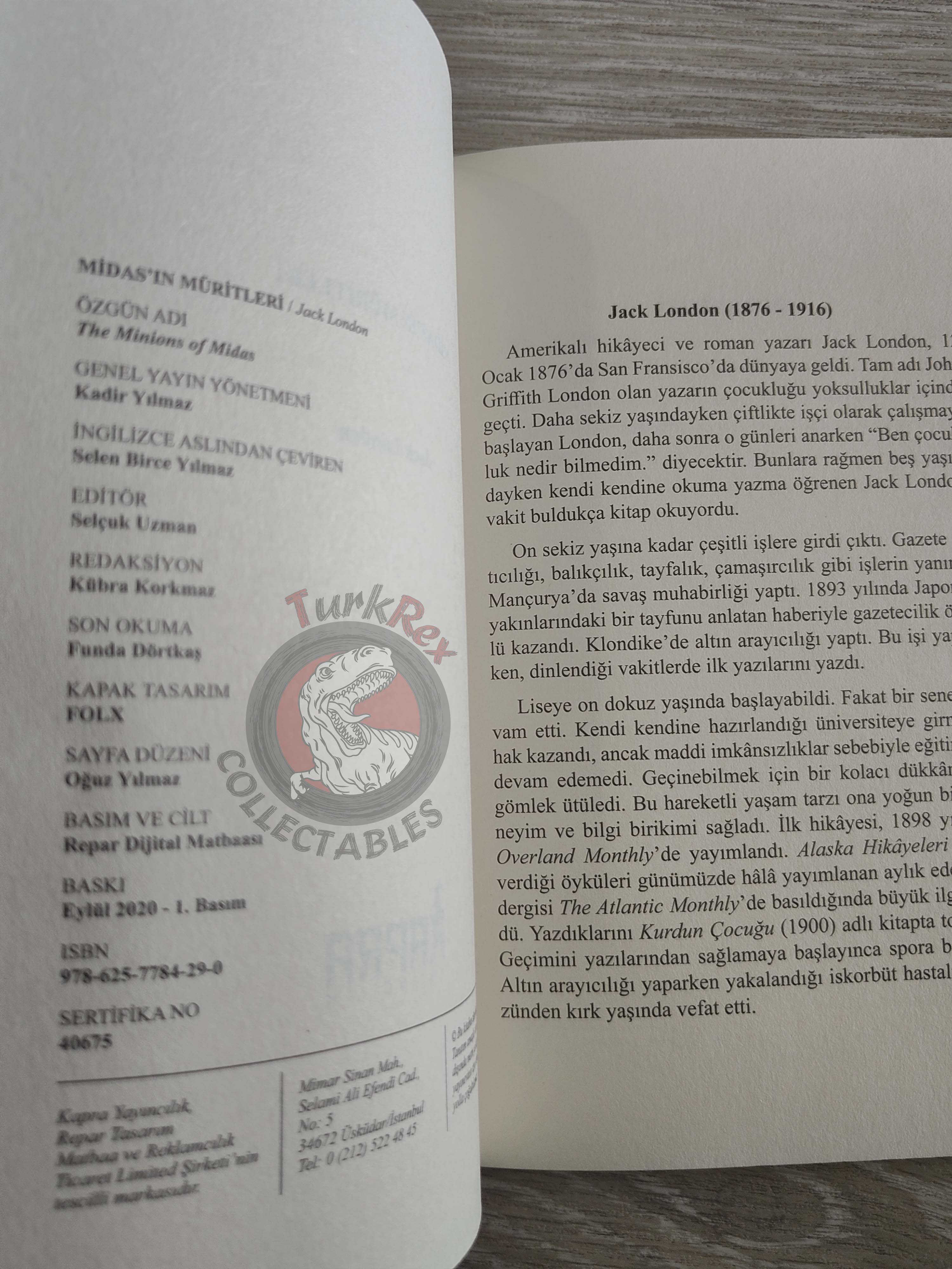 Jack London  – The Minions of Midas Turkish Book Turkey