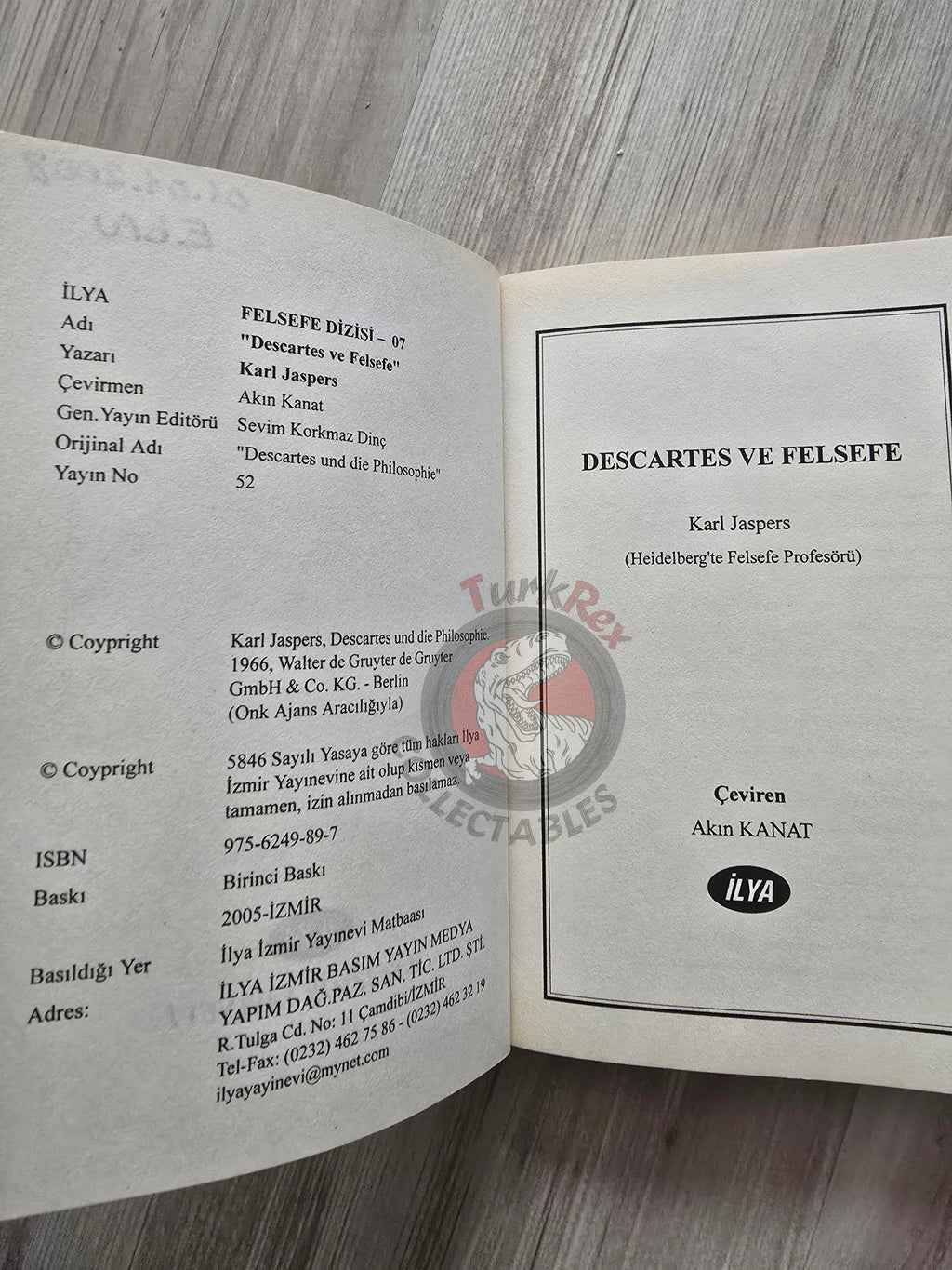 Karl Jaspers – Descartes and Philosophy  2005 Turkish Book Turkey