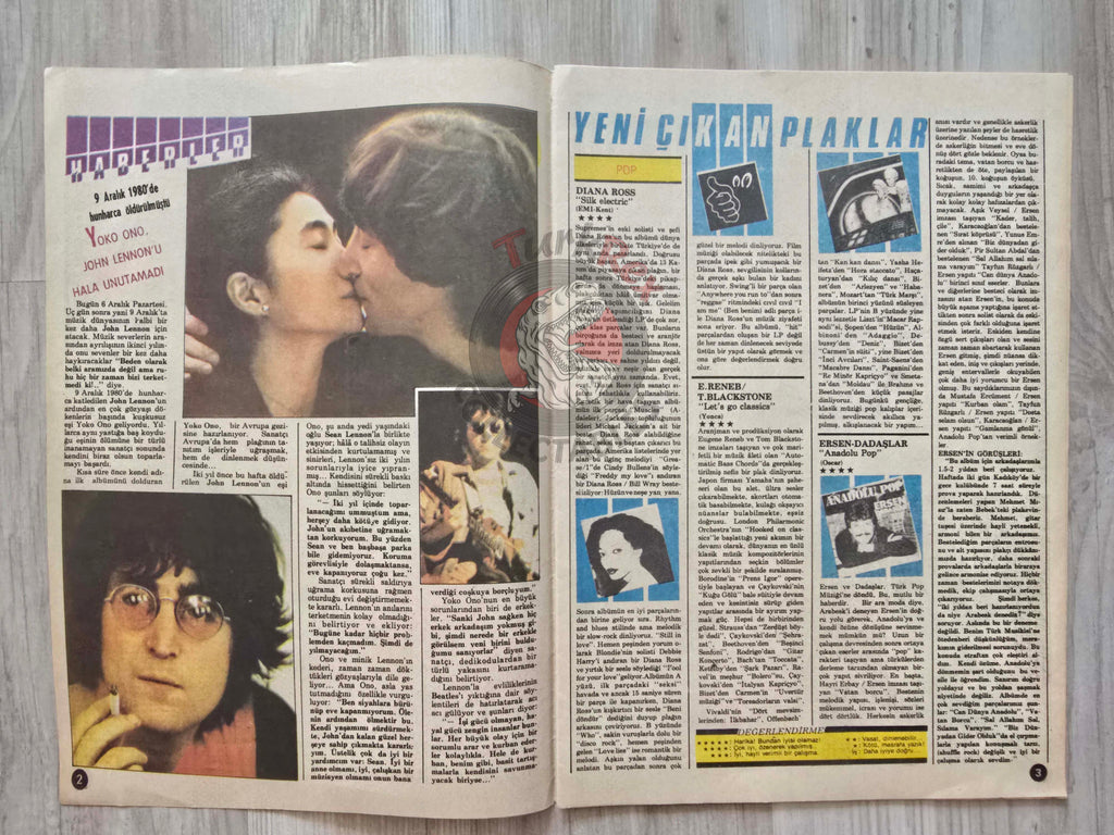 Hey Music World 1982 John Lennon Turkish Mag Turkey Beatles Steve Miller Band Hagar the Horrible Vanessa