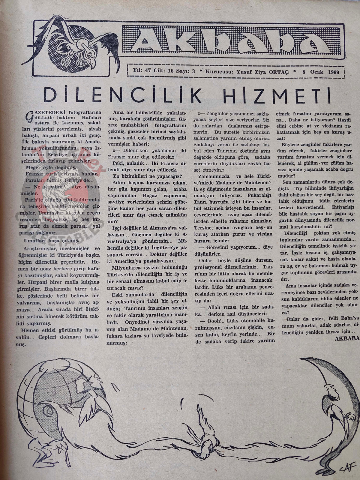 Akbaba 1969 The Space Race: Apollo 8 and the Moon Turkish Magazine Turkey Uncle Sam