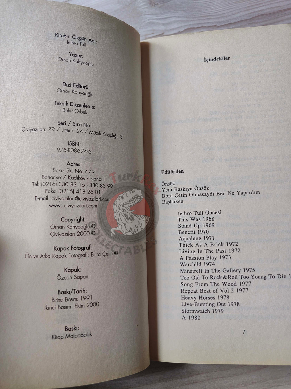 Jethro Tull Biography Book 2000 by Turkish Writer Book Turkey
