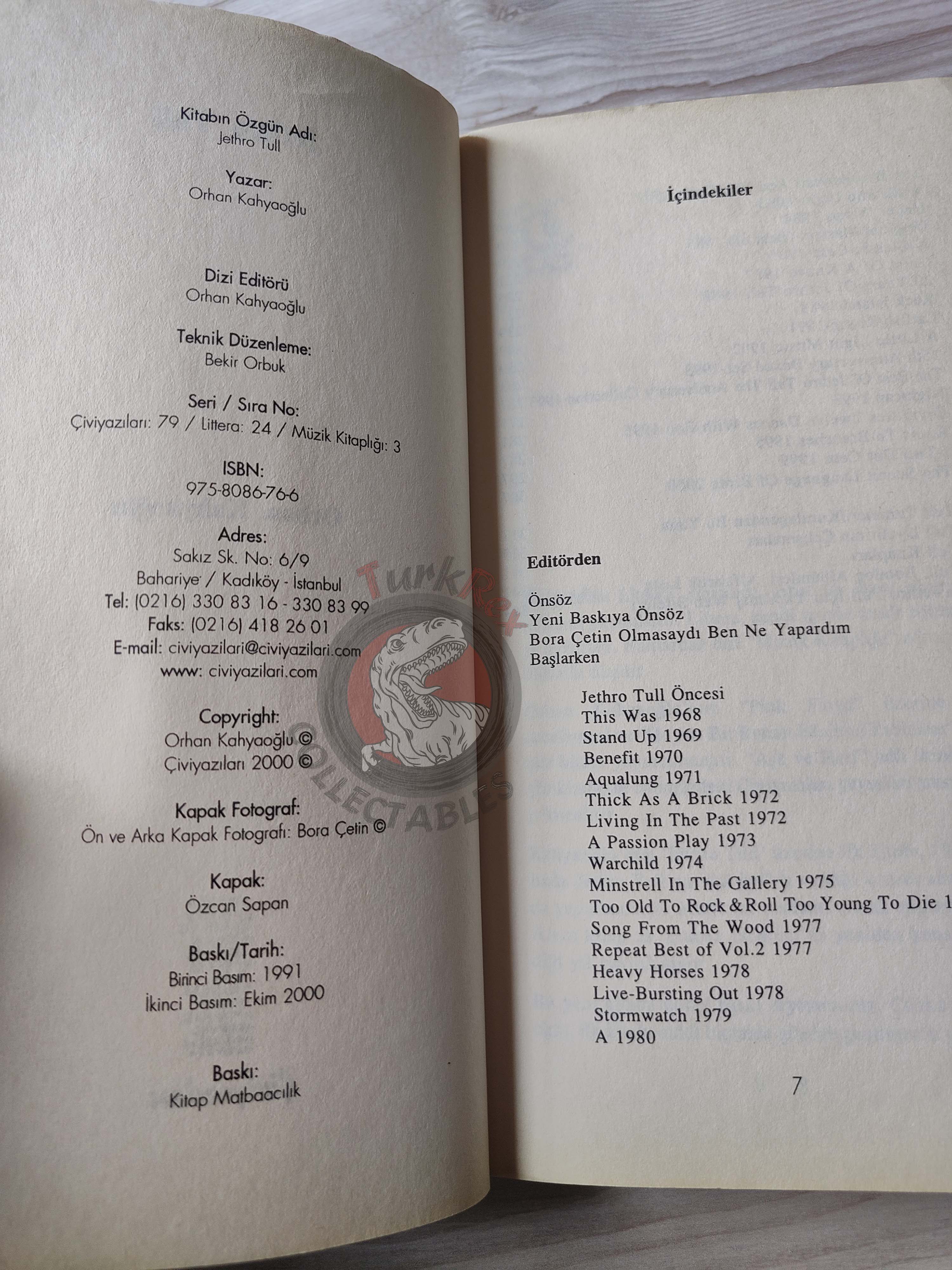 Jethro Tull Biography Book 2000 by Turkish Writer Book Turkey