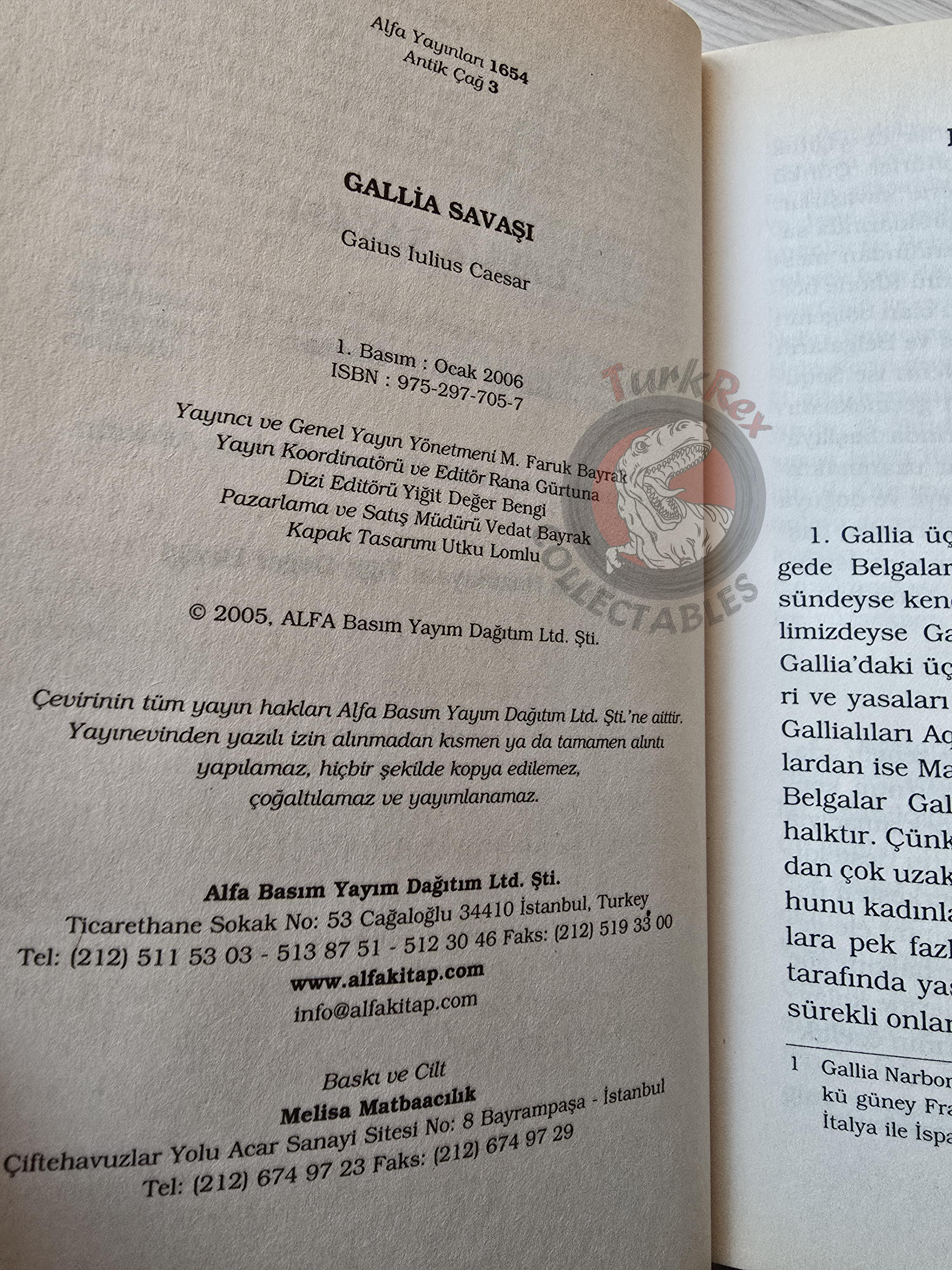 Gaius Julius Caesar – Gallic Wars 2006 Turkish Book Turkey