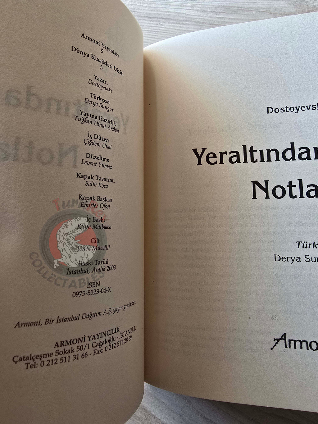 Fyodor Dostoyevsky – Notes from Underground 2003 Turkish Book Turkey