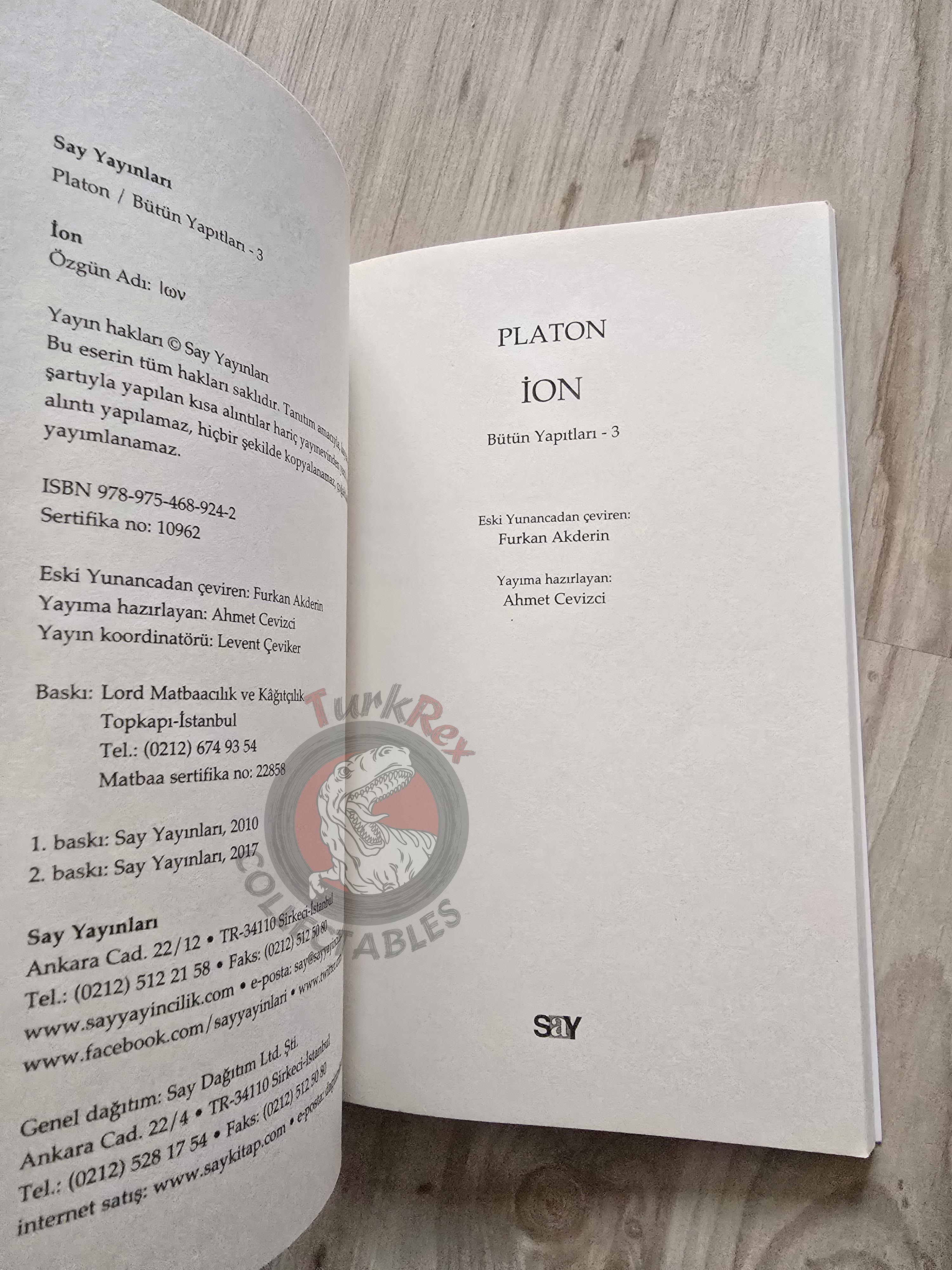 Plato – Ion 2017 Turkish Book Turkey