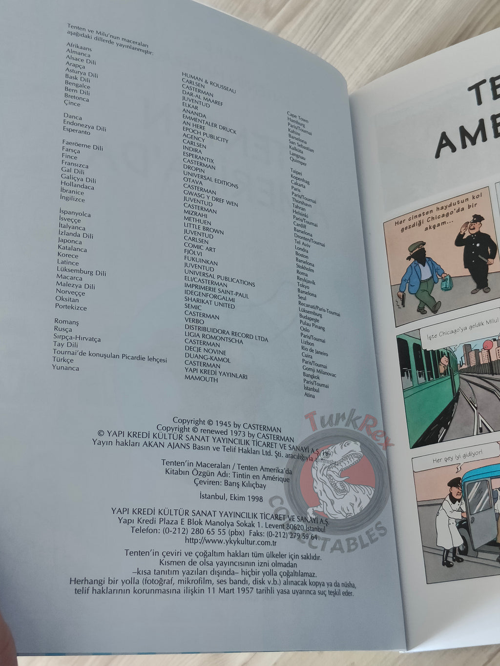 Tintin – Tintin in America 1998 Turkish Edition Comic Turkey 2nd YKY