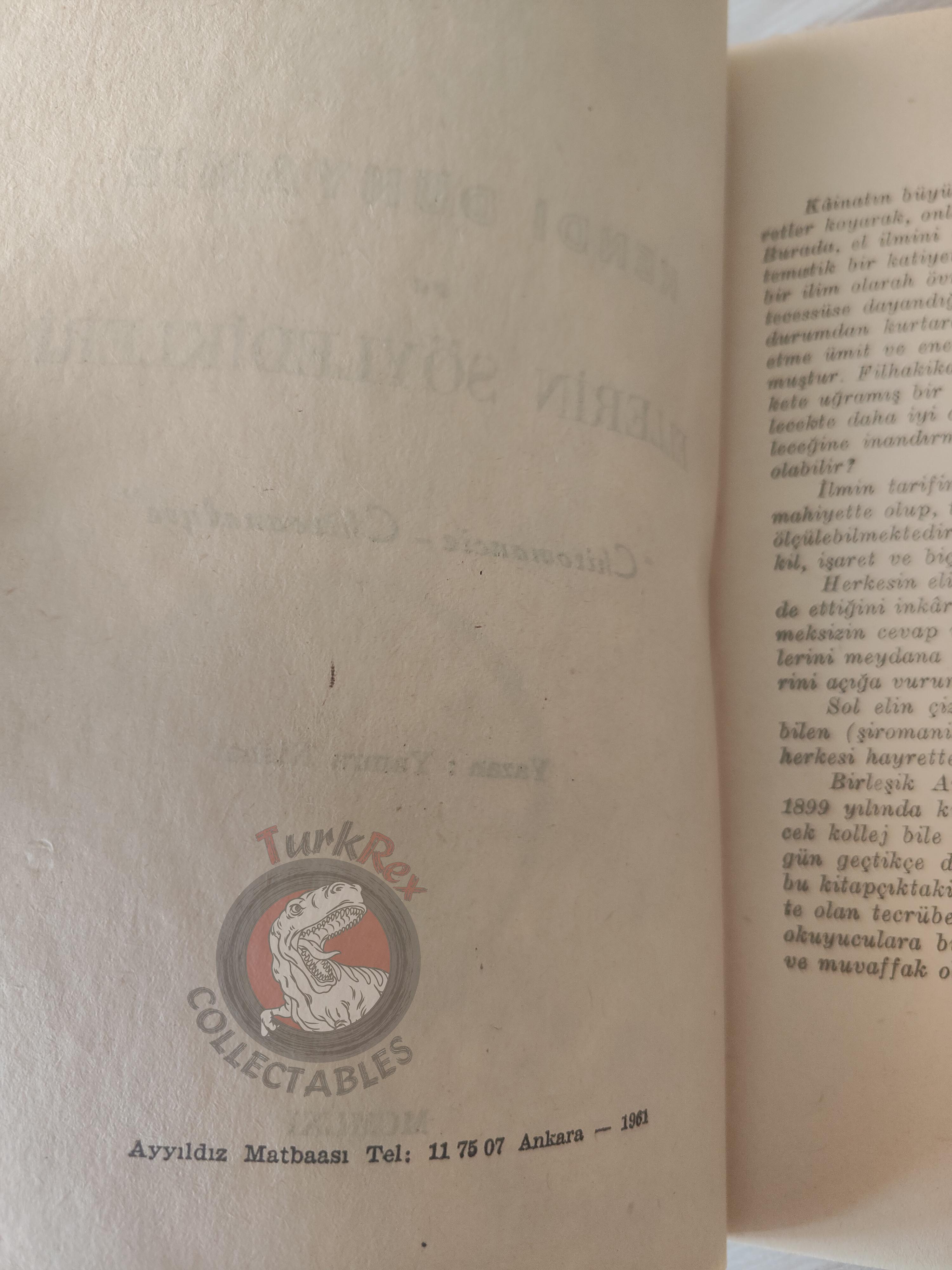 Palm Reading Palmistry Hand Reading 1961 Turkish Book Turkey