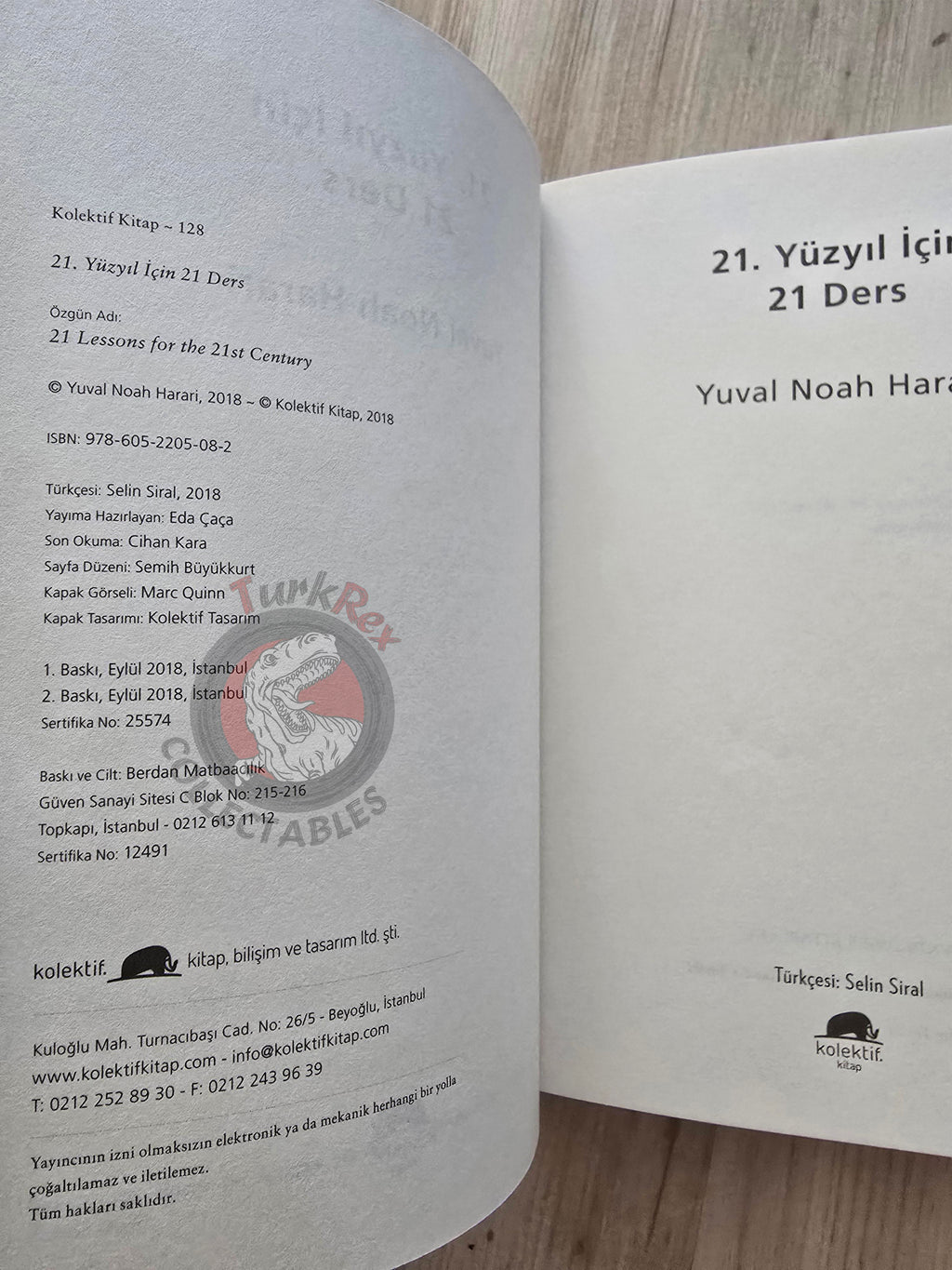 Yuval Noah Harari – 21 Lessons for the 21st Century 2018 Turkish Book Turkey