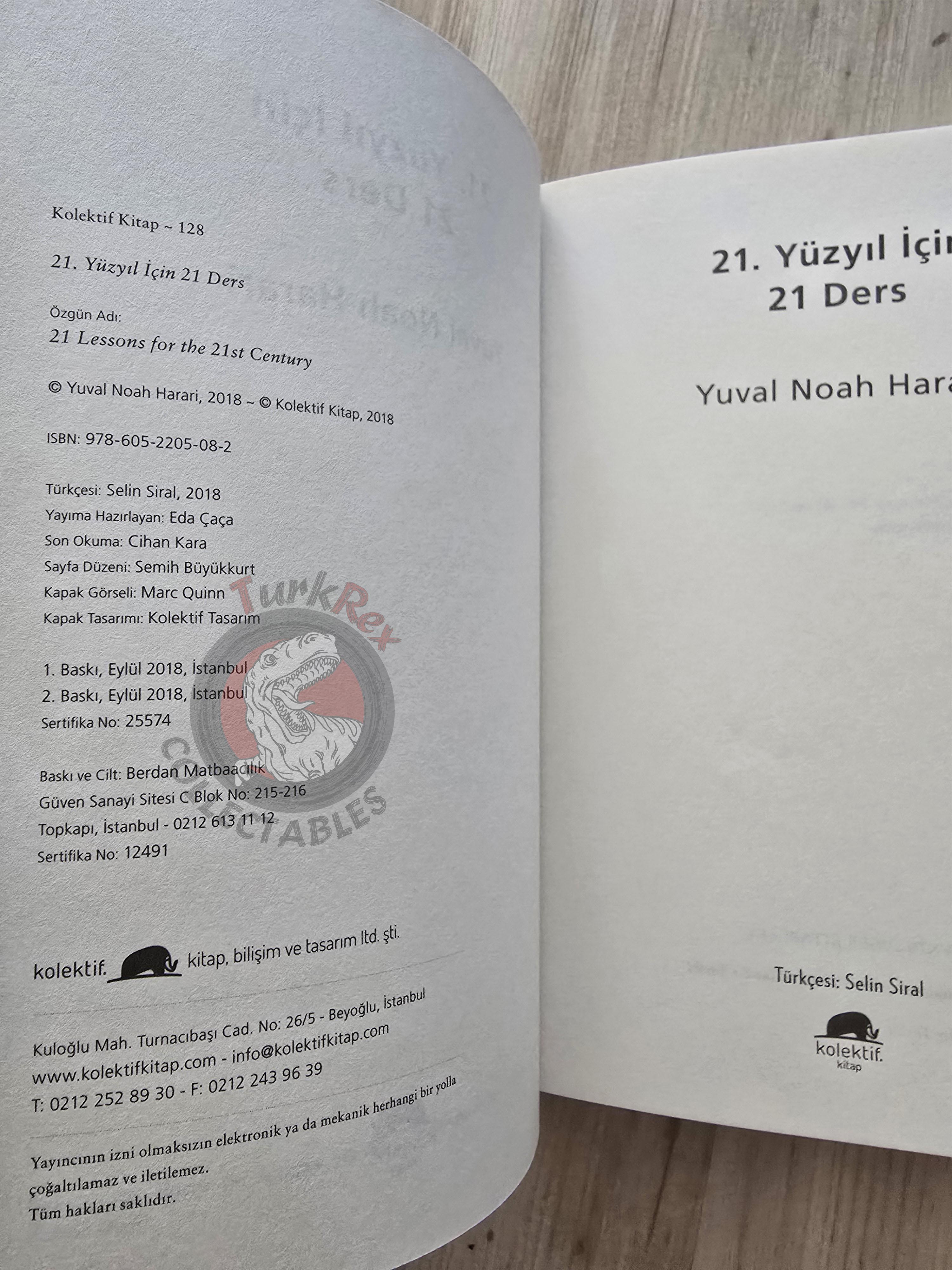 Yuval Noah Harari – 21 Lessons for the 21st Century 2018 Turkish Book Turkey