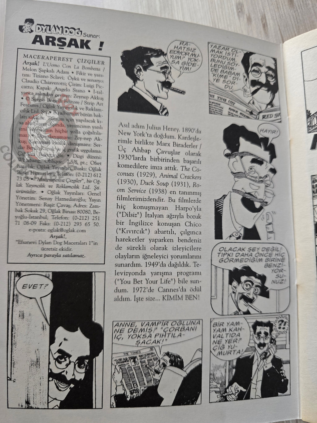 Dylan Dog presenta Groucho – L’uomo Con La Bombetta 2001 Turkish Comic Turkey