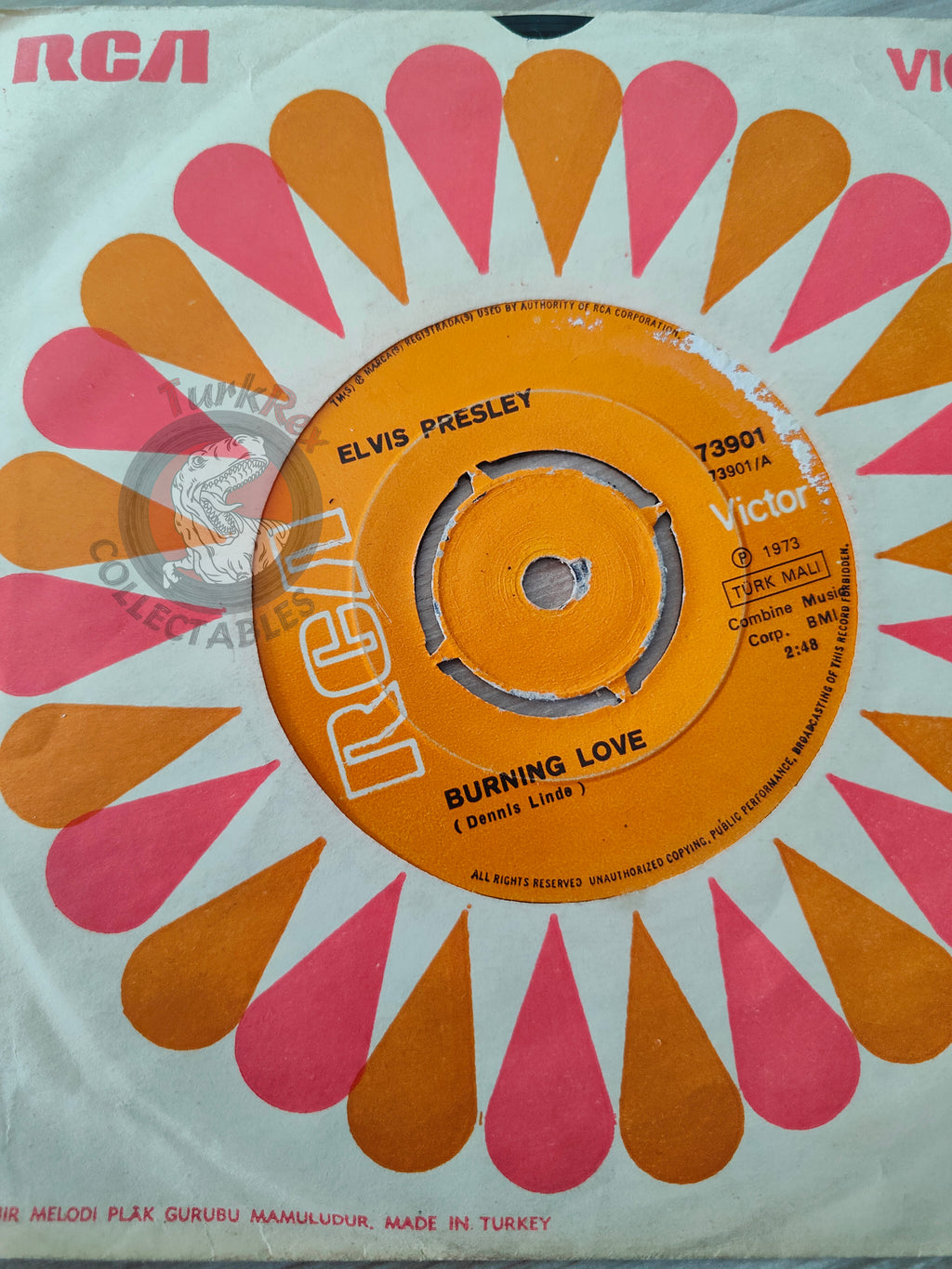 Elvis Presley – Burning Love 7" Turkish Pressing Vinyl Turkey Edition