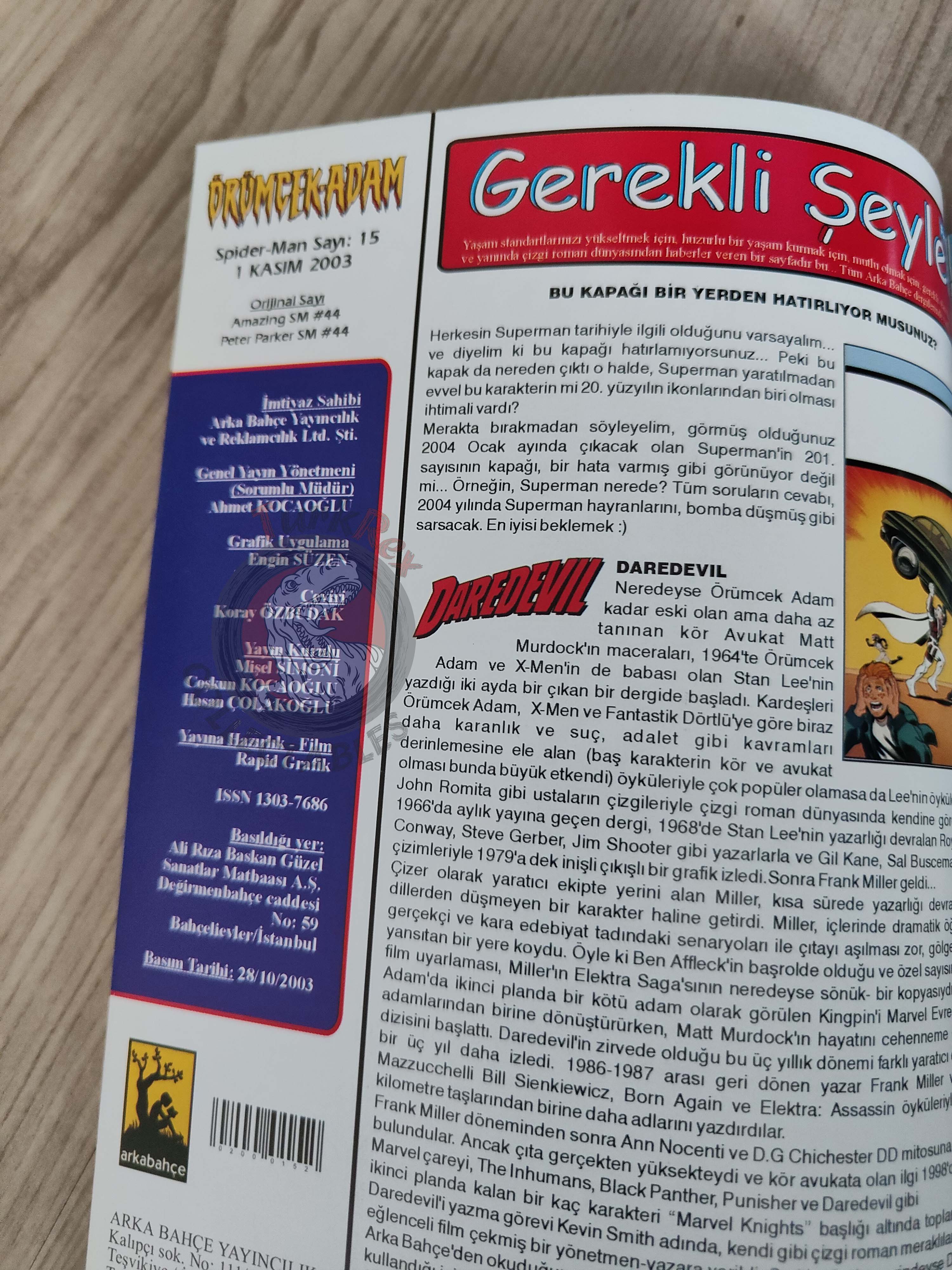 Spider-Man #15 2003 Turkish Comic Turkey The Amazing #44 Peter Parker #44