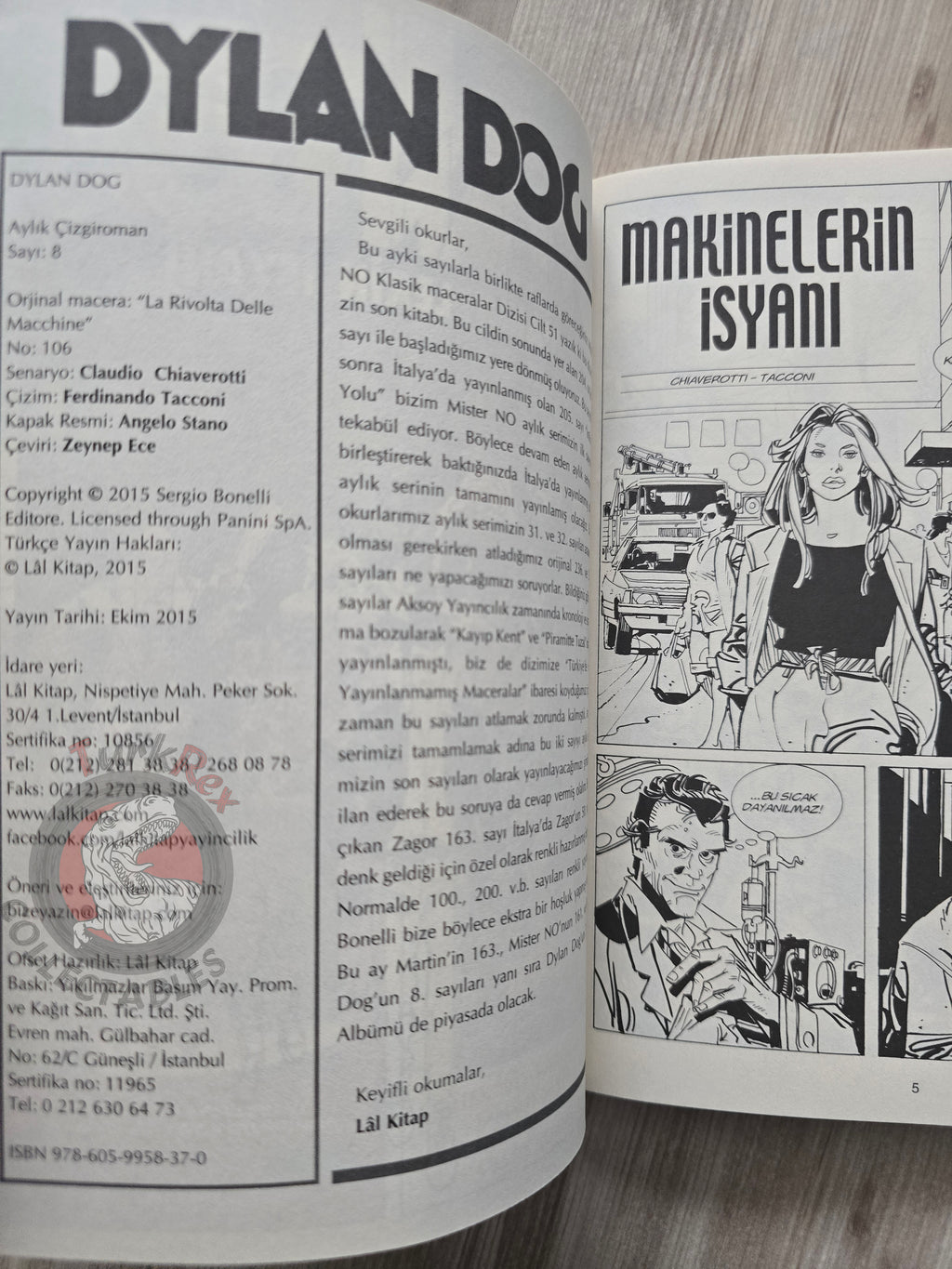 Dylan Dog #8 2015 Turkish Comic Turkey #106 La rivolta delle macchine