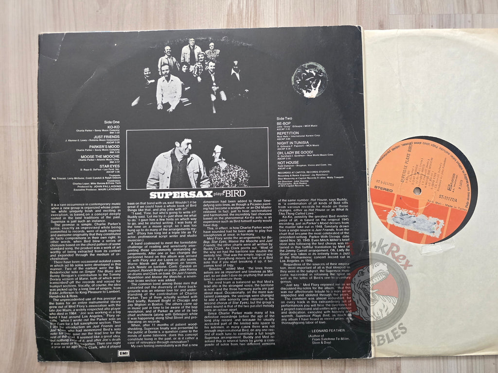 Supersax – Supersax Plays Bird Turkish Pressing Vinyl Turkey Edition