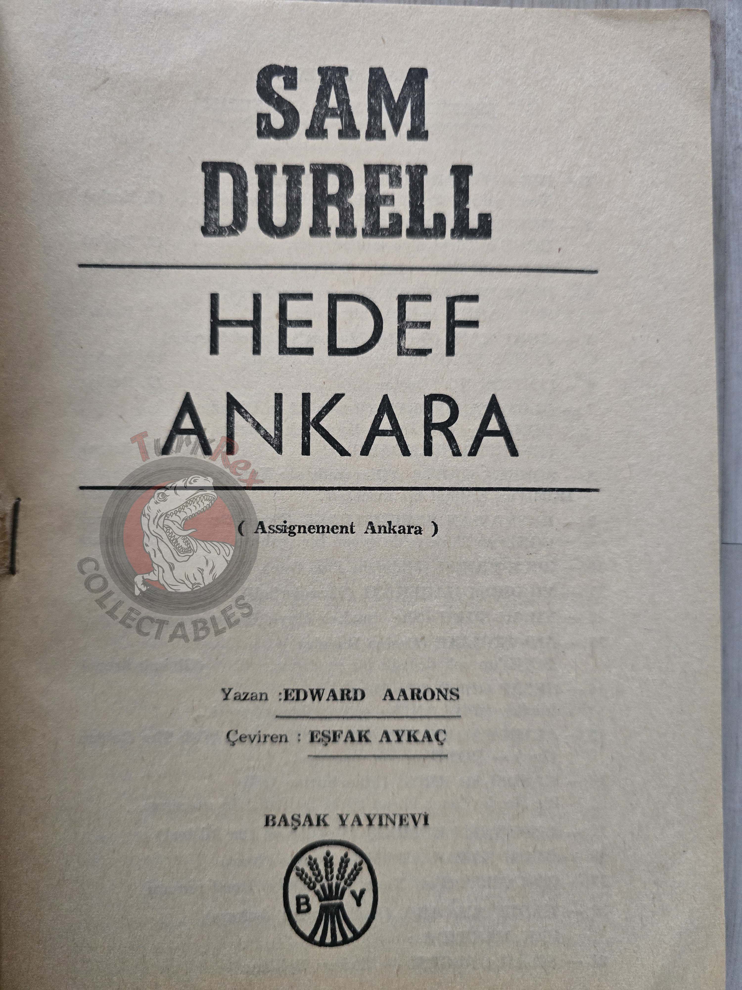 Edward Aarons – Sam Durell Assignment Ankara 1966 1st Turkish Book Turkey