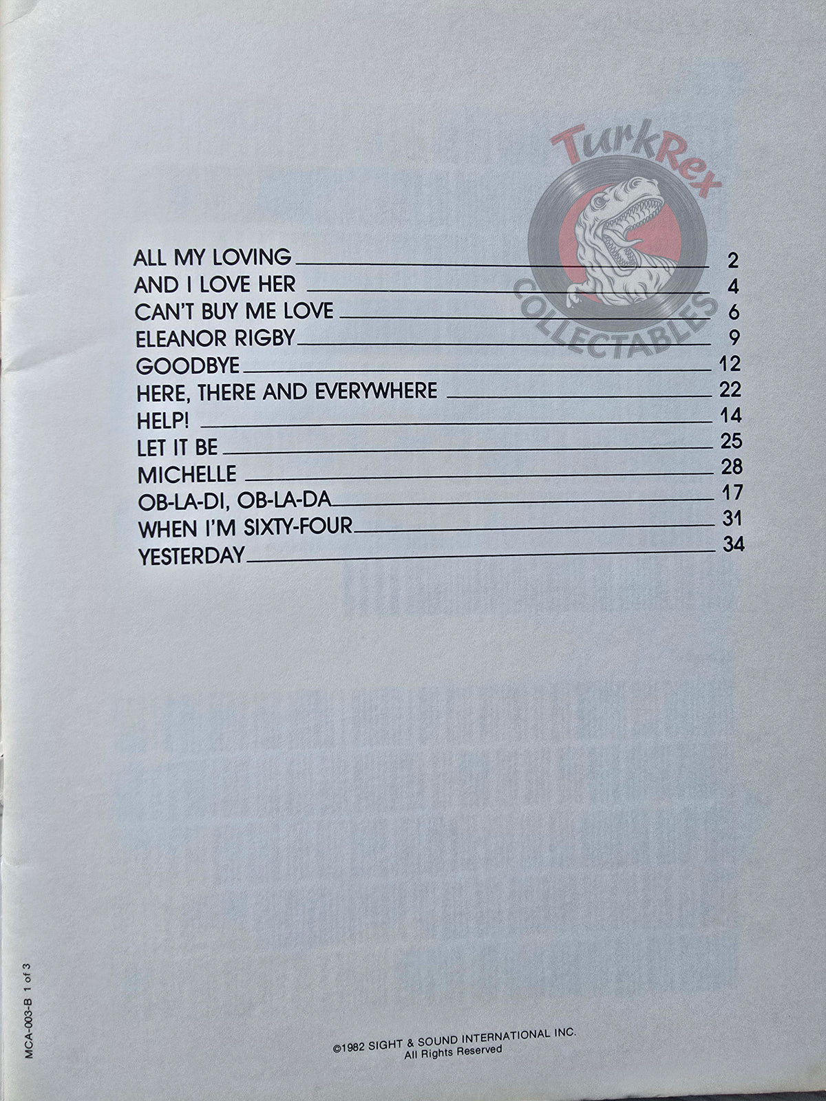 The Beatles – Casiotone Bar Coded Music Publication Musical Notes Sheet 1982