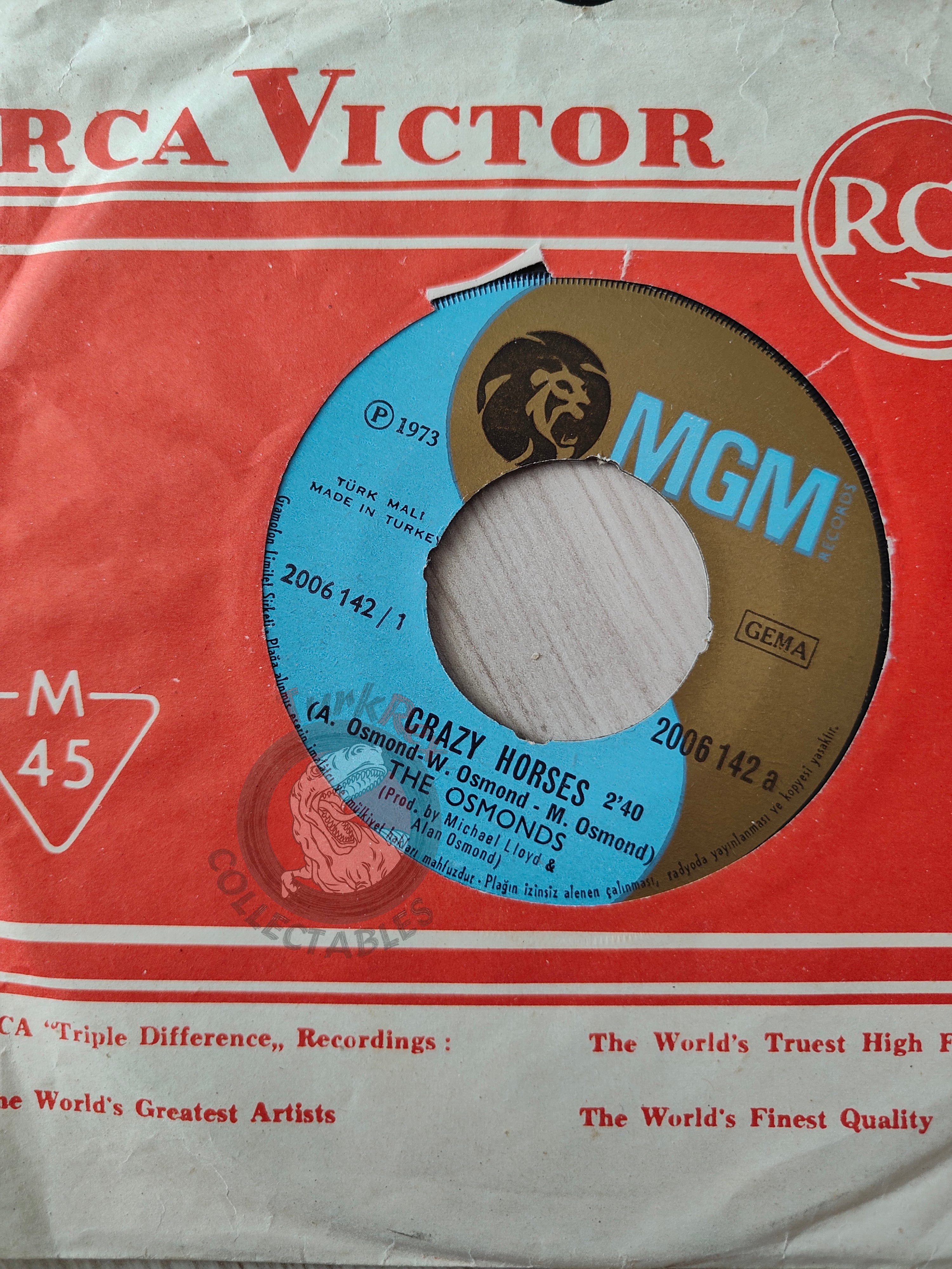 The Osmonds – Crazy Horses 7" Turkish Pressing Vinyl Turkey Edition 2