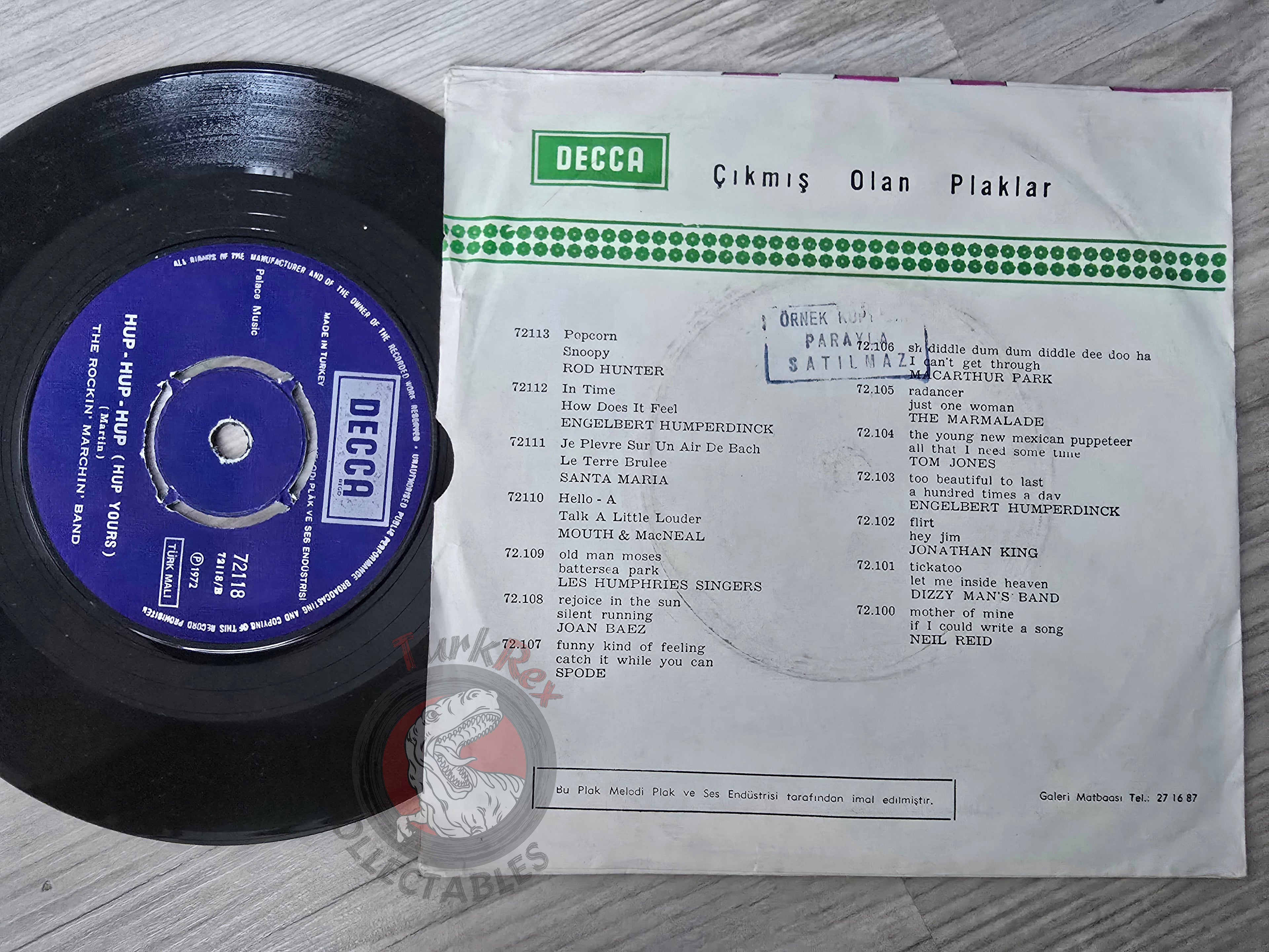 The Rockin' Marchin' Band – Rock And Roll Part 2 7" Promo Turkish Pressing Vinyl Turkey Edition
