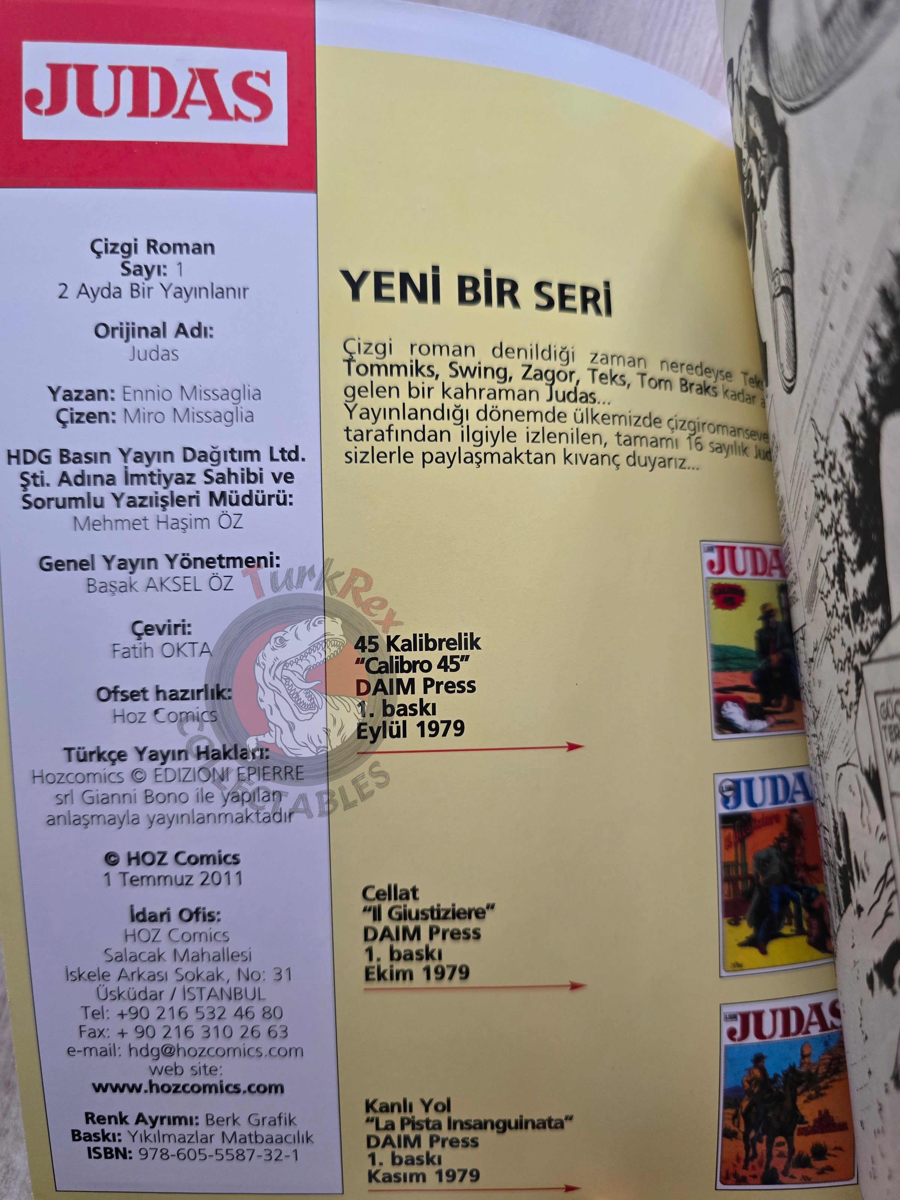 Judas Volume #1 Turkish Edition Comic Turkey #1 #2 #3