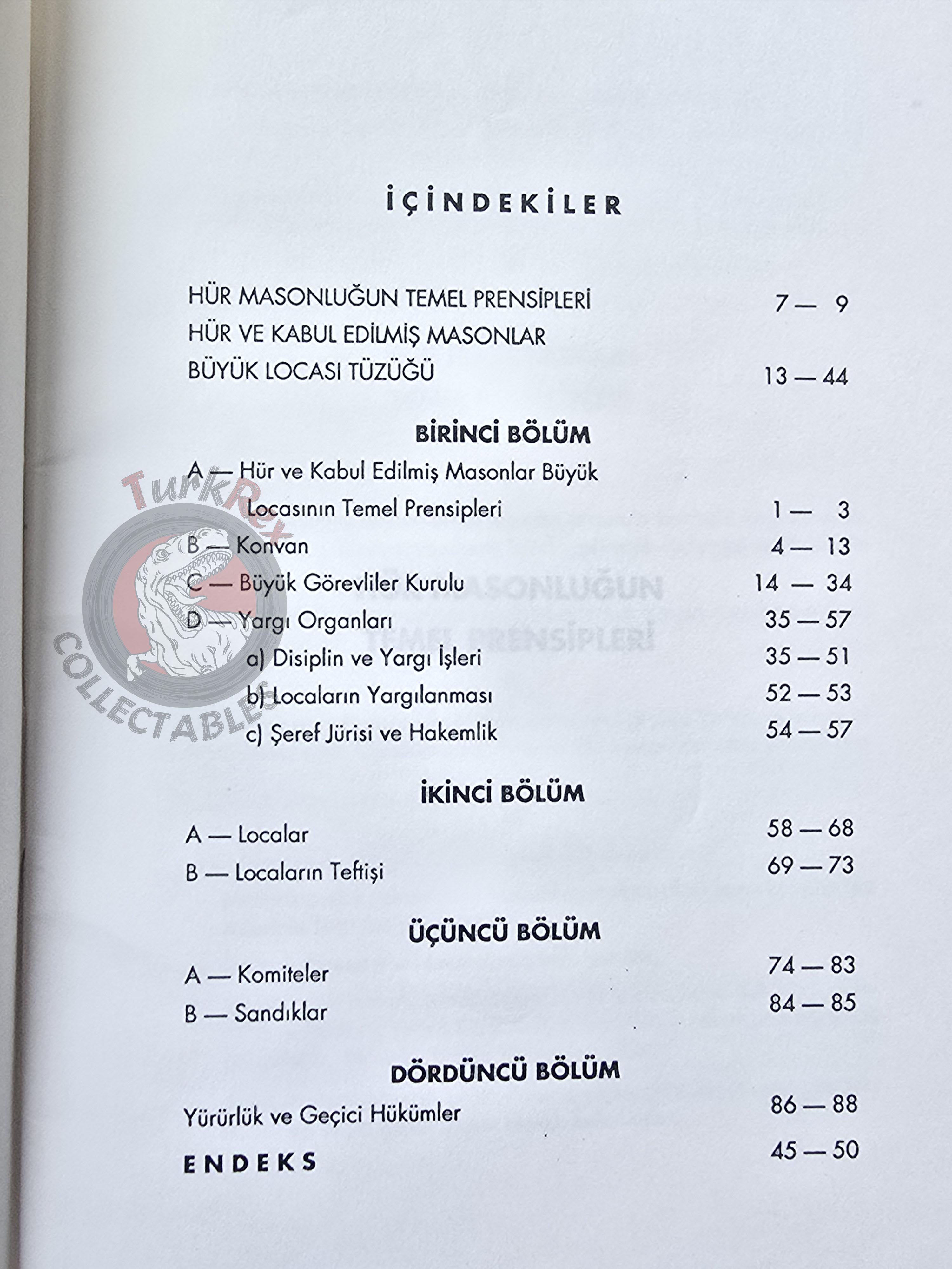 Basic Principles of Freemasonry and Constitution of the Grand Lodge 1992 Masonic Masons Turkish Turkey
