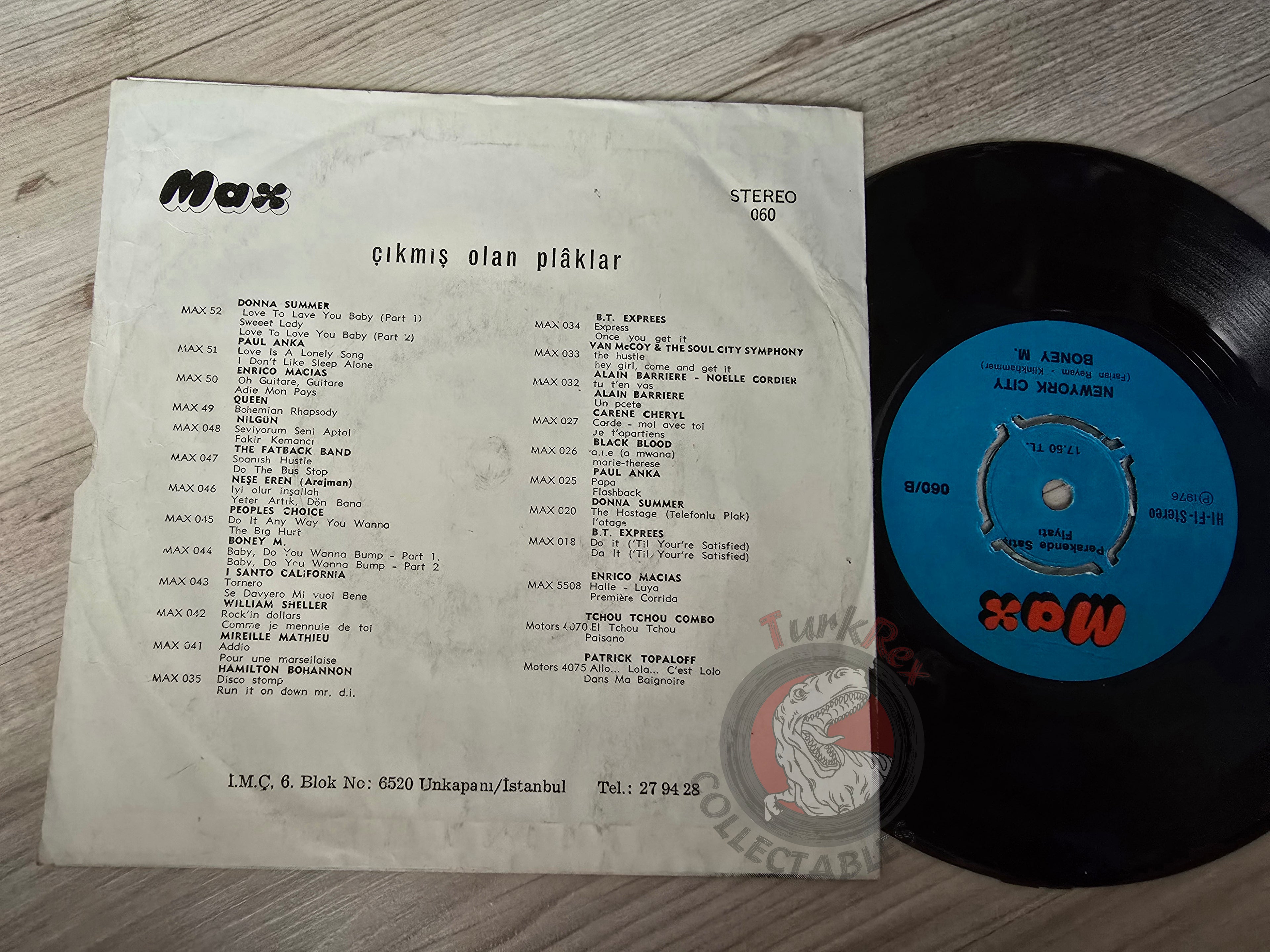 Boney M - Sunny / New-York City 7" Turkish Pressing Vinyl Turkey Edition