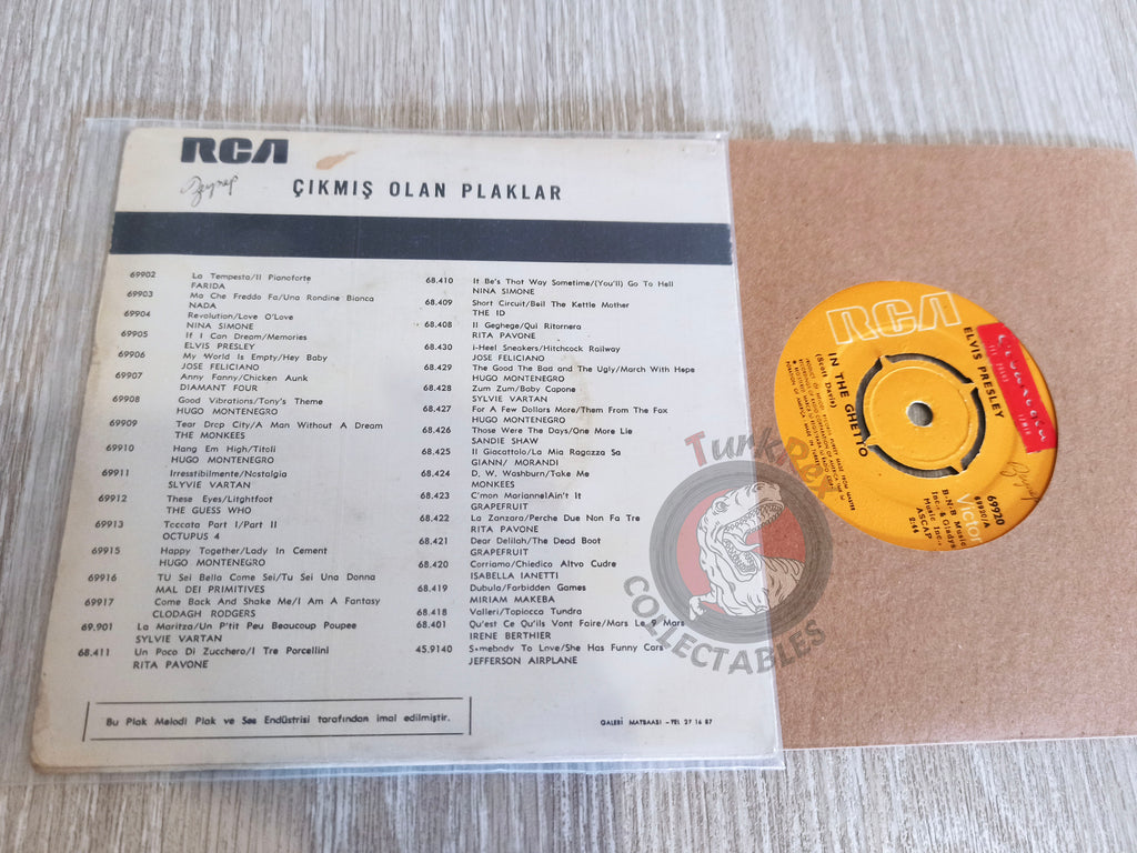 Elvis Presley – In The Ghetto 7" Turkish Pressing Vinyl Turkey Edition