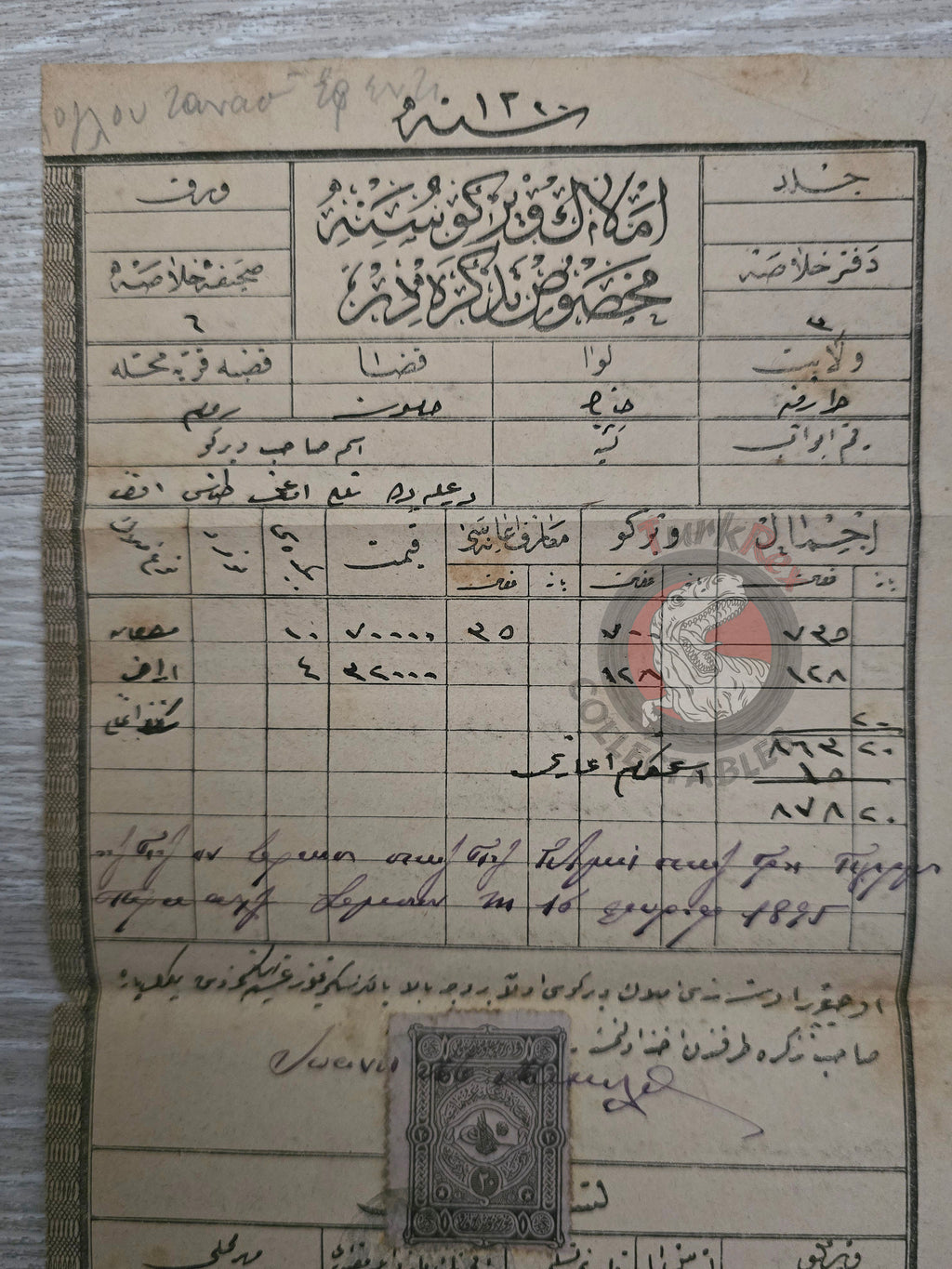 Ottoman Real Estate Tax Document 1895 Samsun Rum Quarter Greek Citizen 2