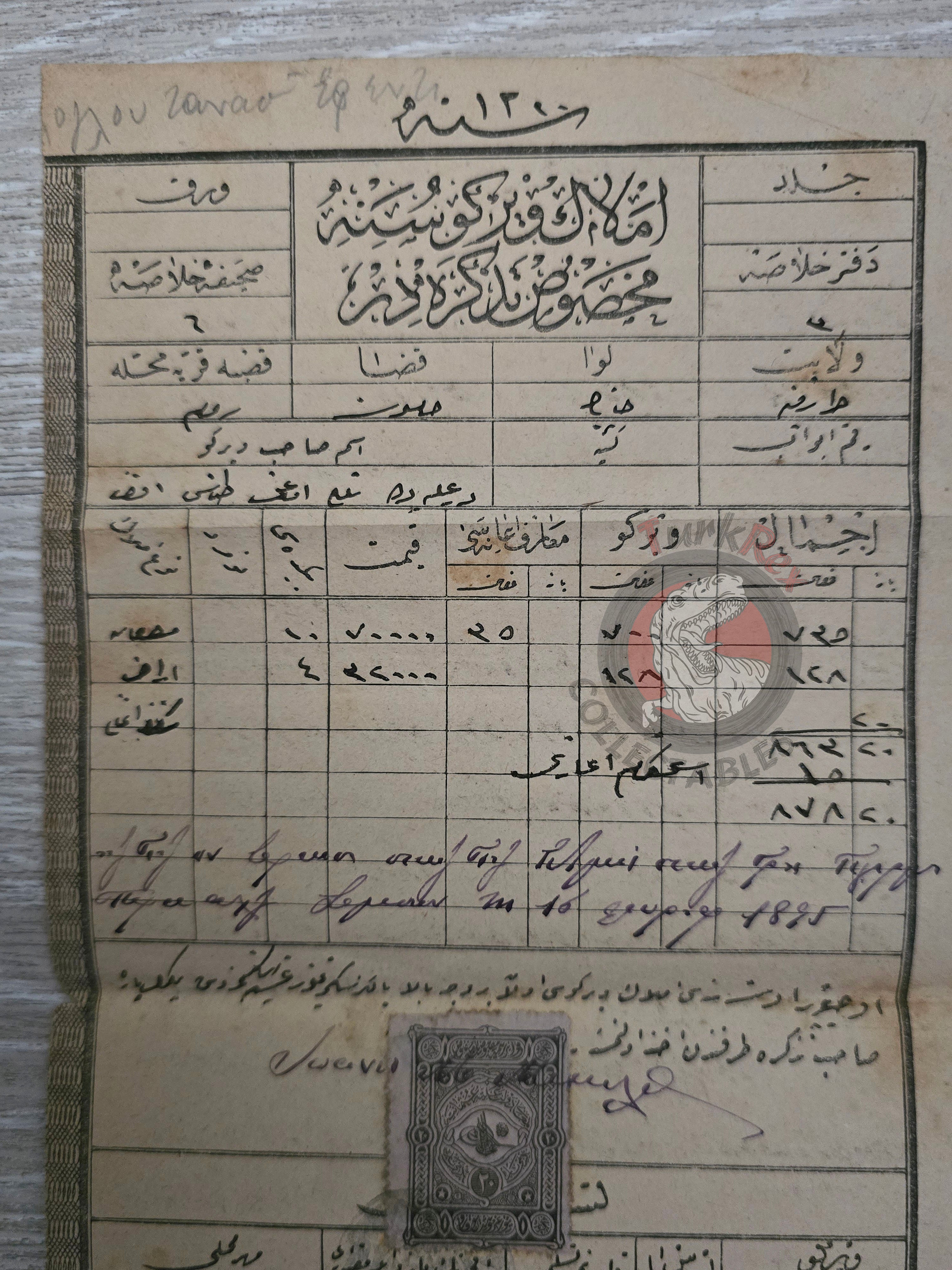 Ottoman Real Estate Tax Document 1895 Samsun Rum Quarter Greek Citizen 2