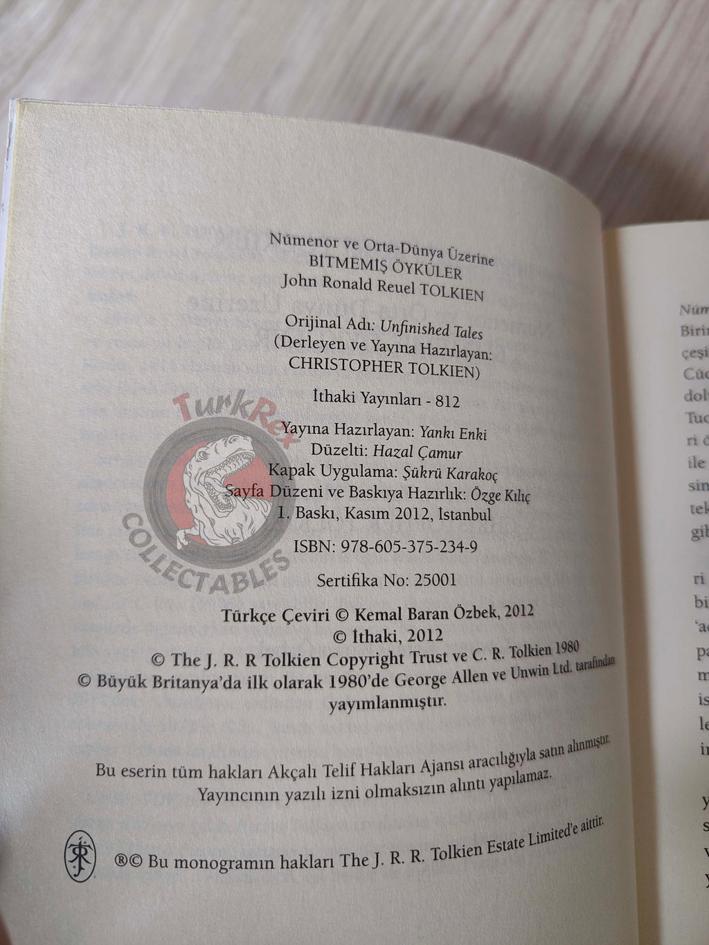 J.R.R. Tolkien – Unfinished Tales 2012 1st Turkish Book Turkey