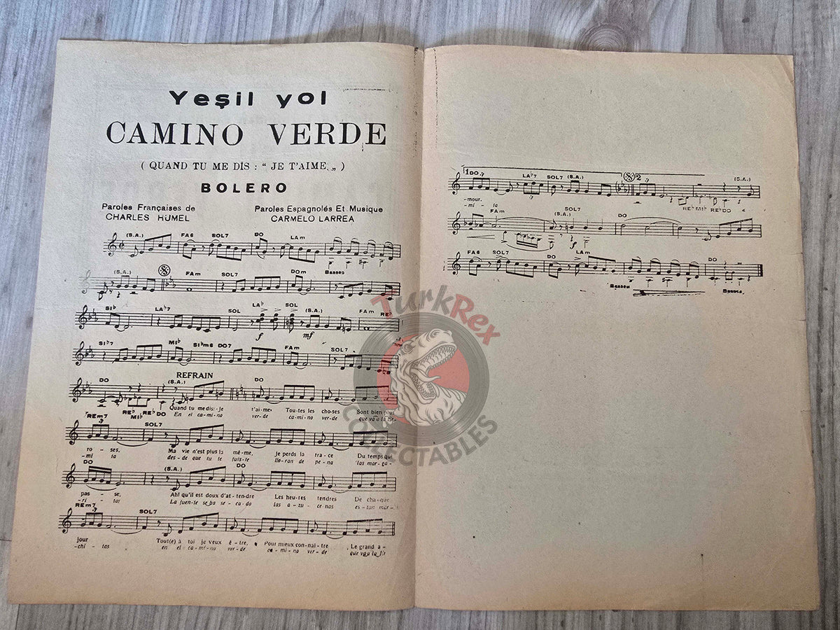Roberto Lorano – Camino Verde  Turkish Vintage Musical Notes Sheet Turkey