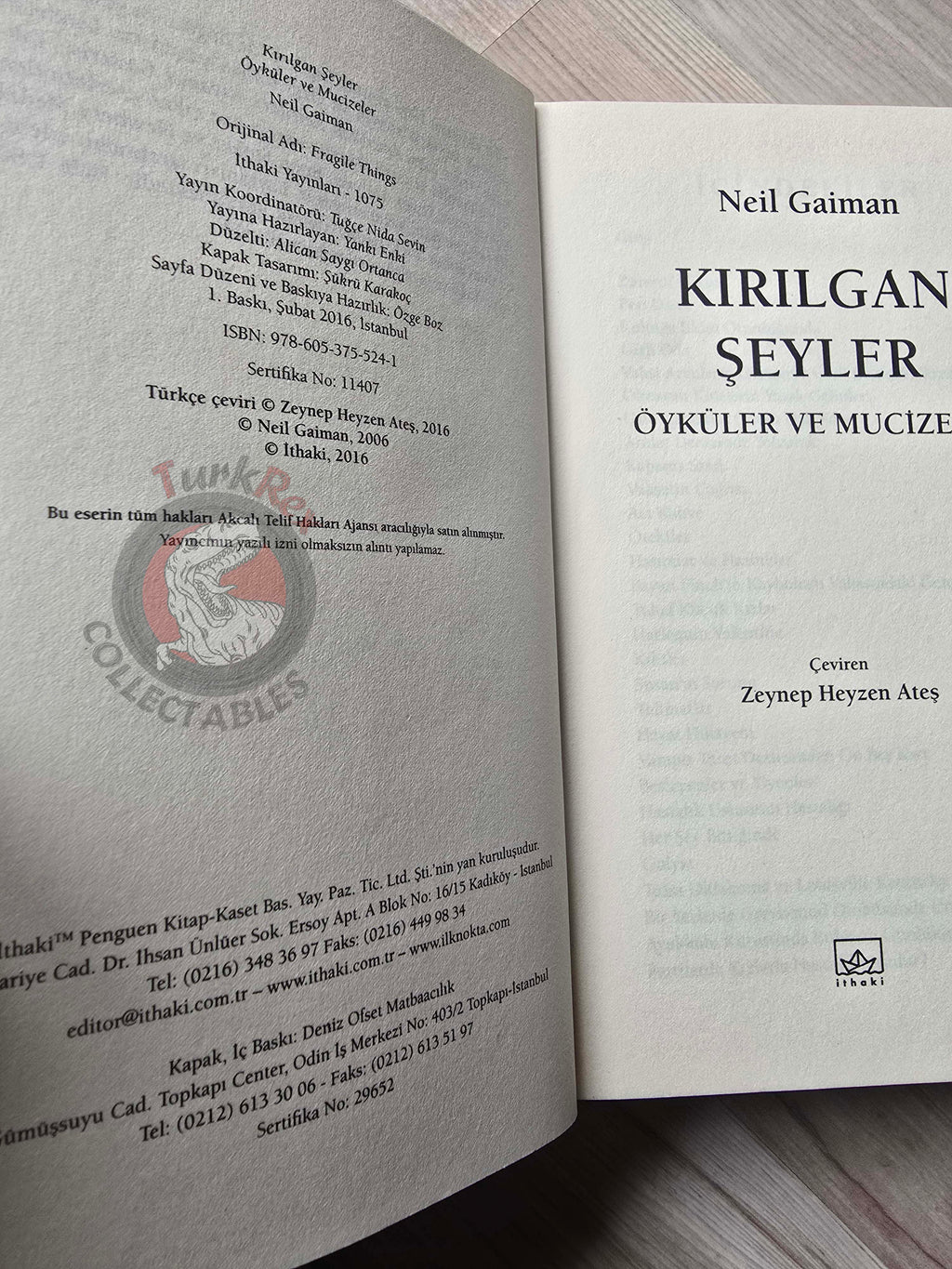 Neil Gaiman – Fragile Things 2016 1st 1st Turkish Book Turkey