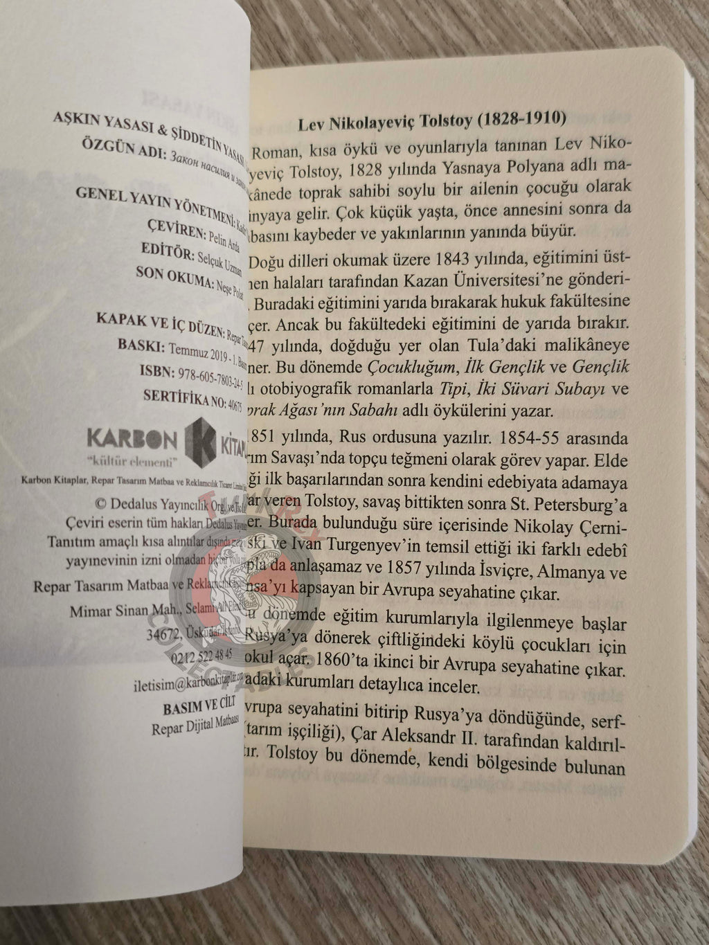 Leo Tolstoy – The Law of Love and the Law of Violence 2019 Turkish Book Turkey