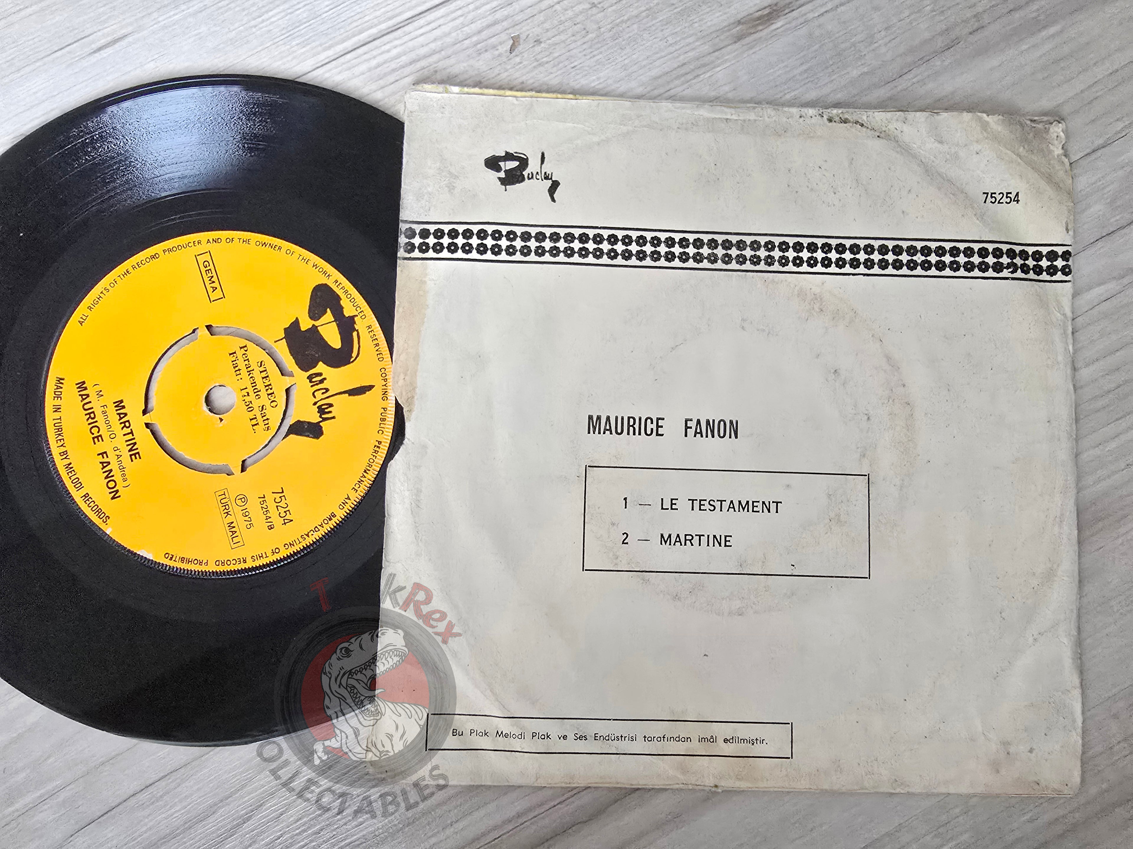 Maurice Fanon – Le Testament 7" Turkish Pressing Vinyl Turkey Edition