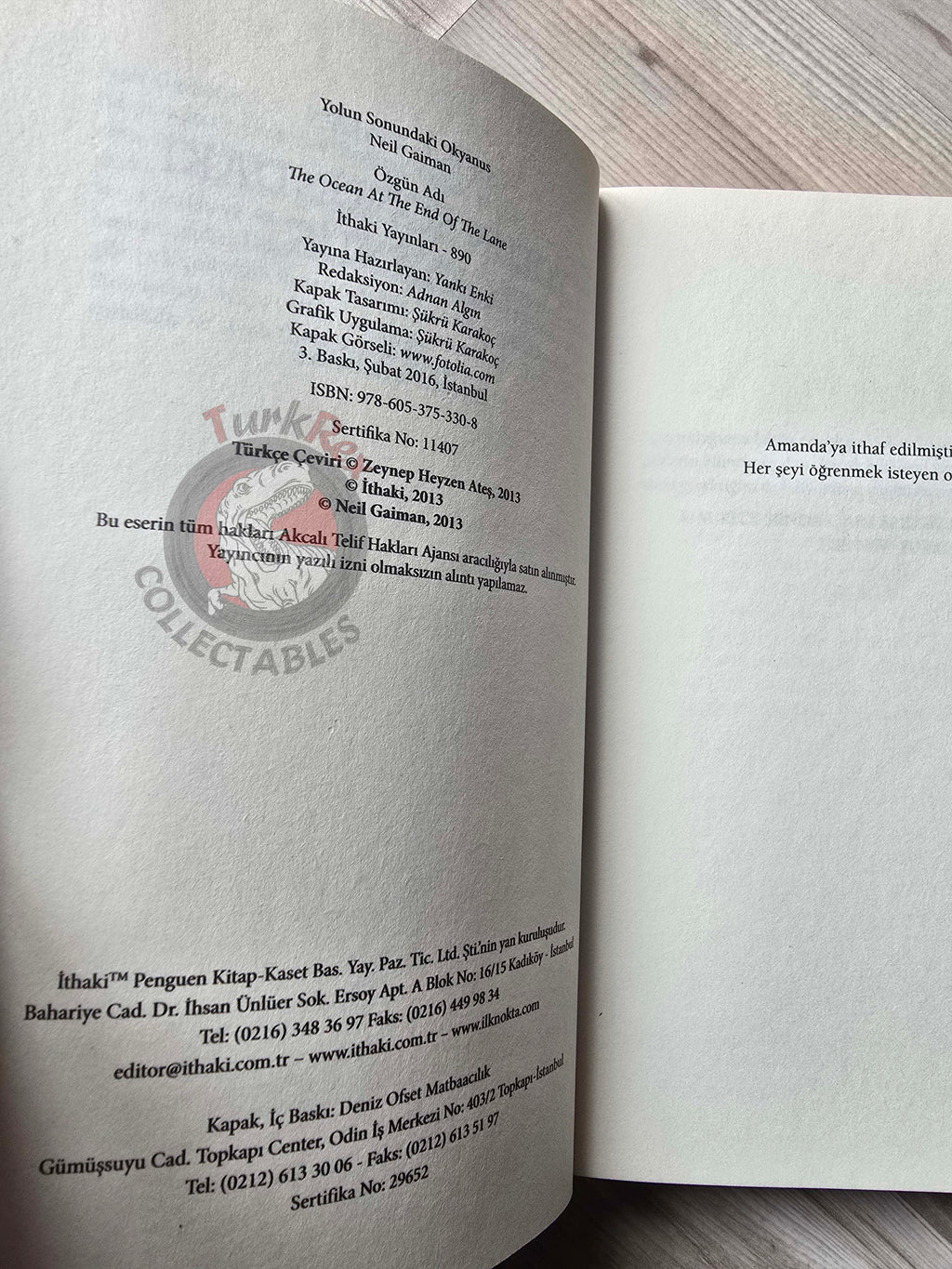 Neil Gaiman – The Ocean At The End Of The Lane 2016 Turkish Book Turkey