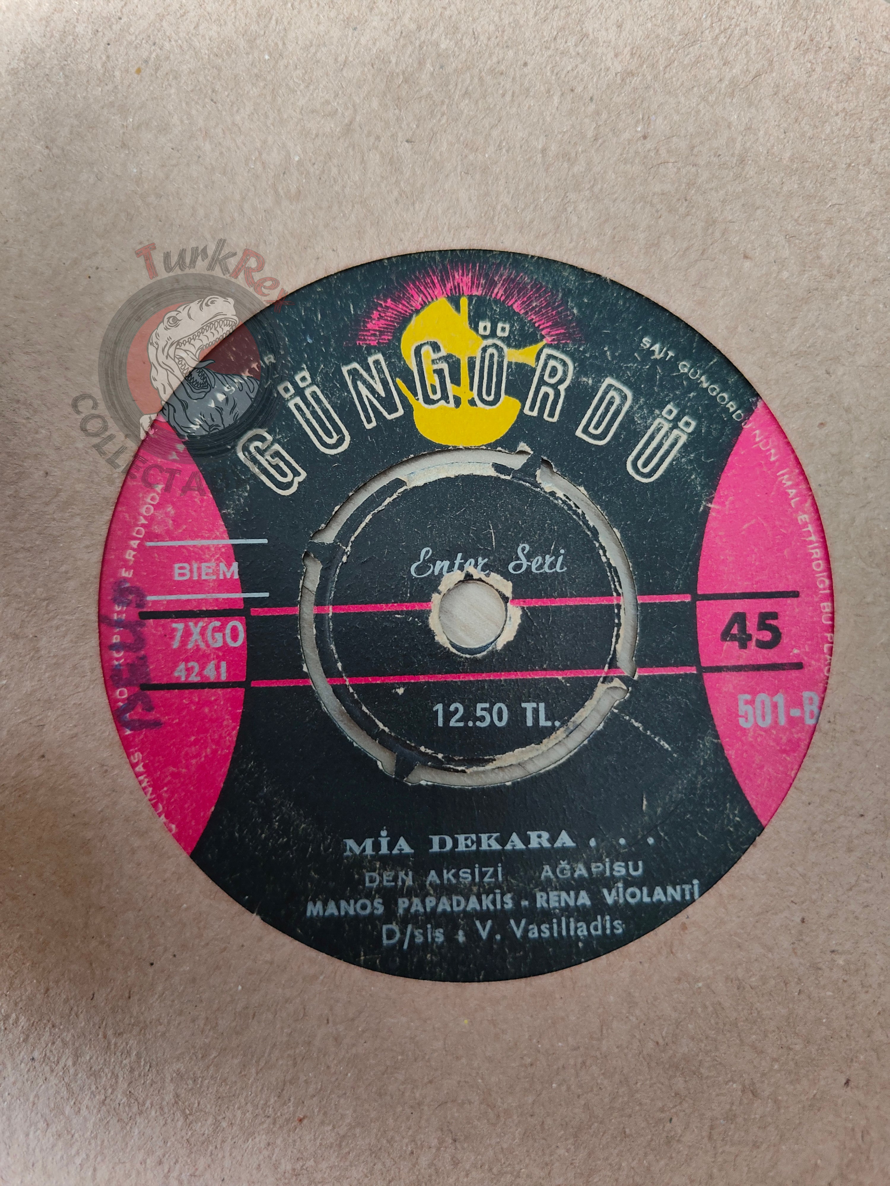 Liça Diamandi / Manos Papadakis – Den Ehis Kathari Kardia 7" Turkish Pressing Vinyl Turkey Edition