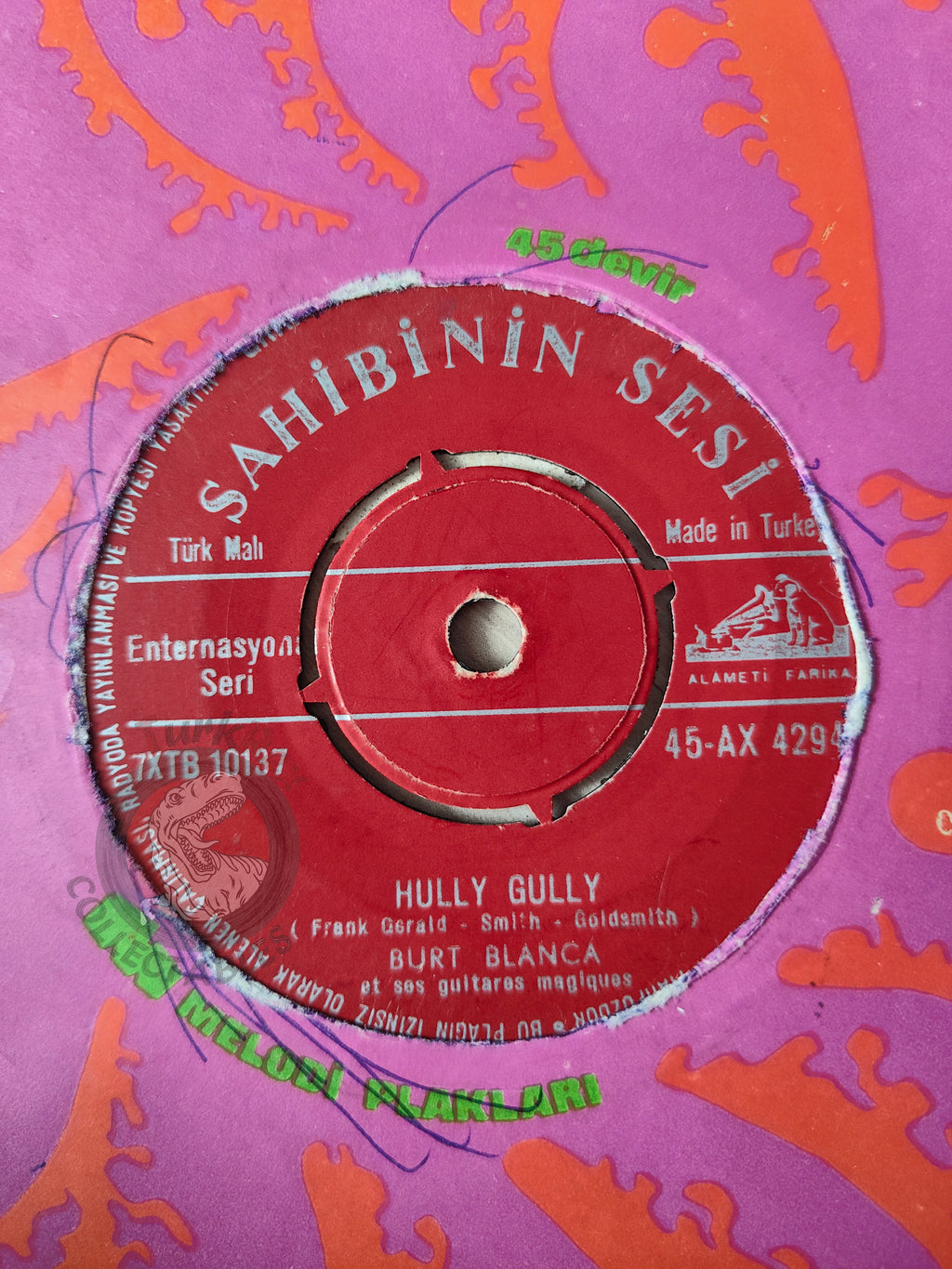 Burt Blanca Et Ses Guitares Magiques – Hully Gully 7"  Turkish Pressing Vinyl Turkey Edition