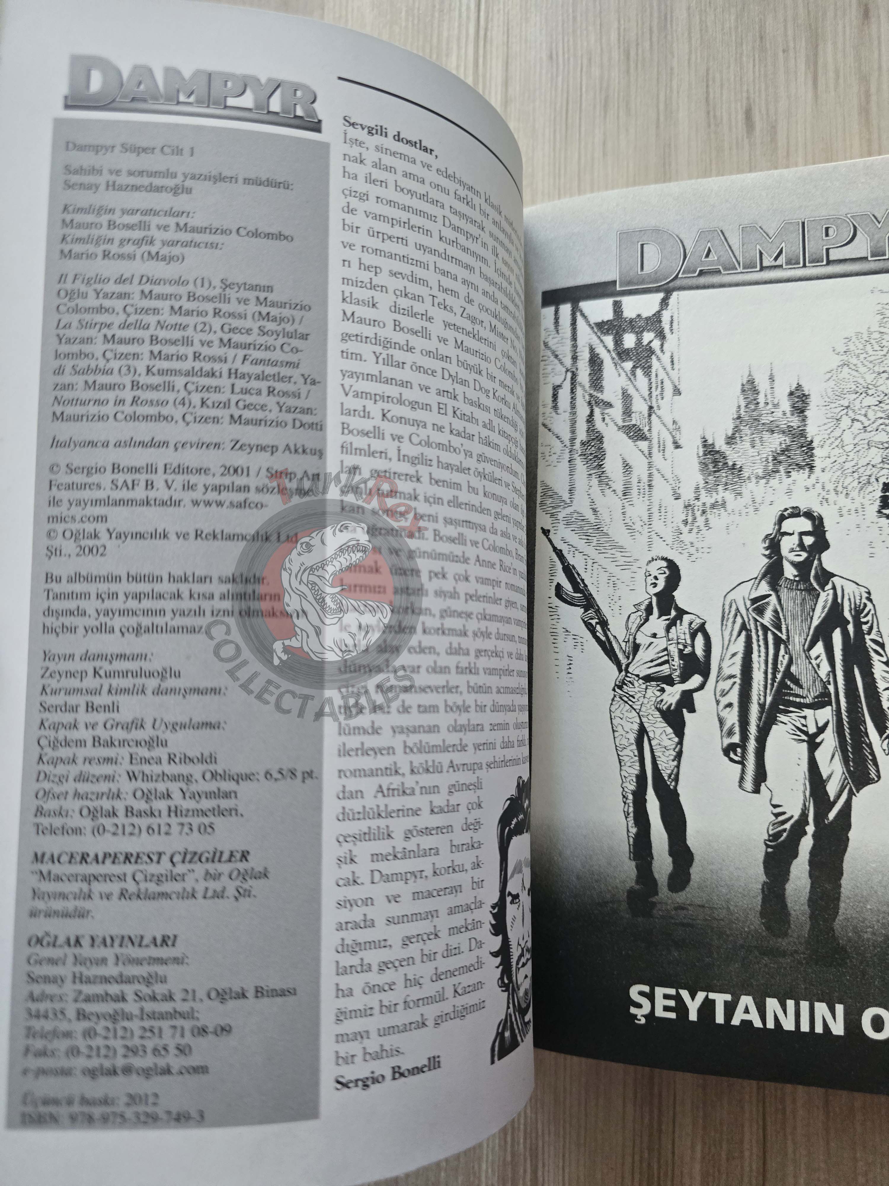 Dampyr Vol #1 Il Figlio del Diavolo Turkish Comic Turkey Mauro Boselli