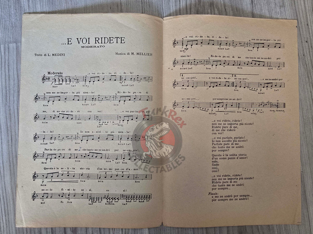Peppino di Capri – E Voi Ridete Turkish Vintage Musical Notes Sheet Turkey