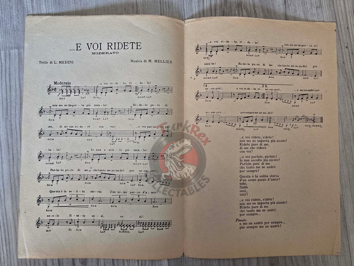 Peppino di Capri – E Voi Ridete Turkish Vintage Musical Notes Sheet Turkey