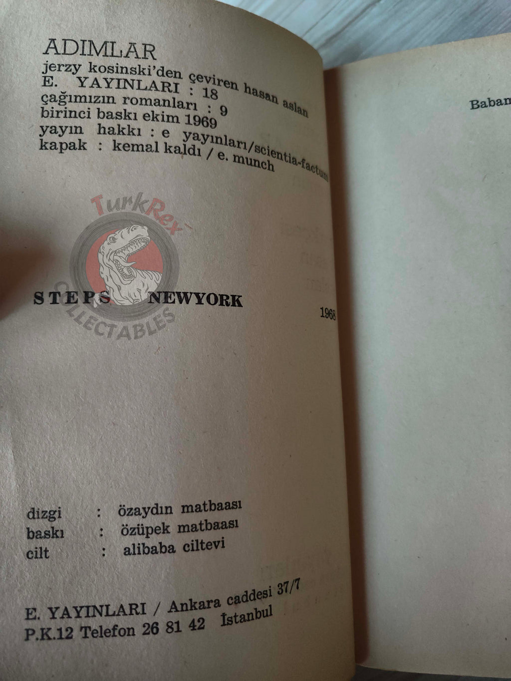 Jerzy Kosinski – Steps New York 1969 1st Turkish Book Turkey