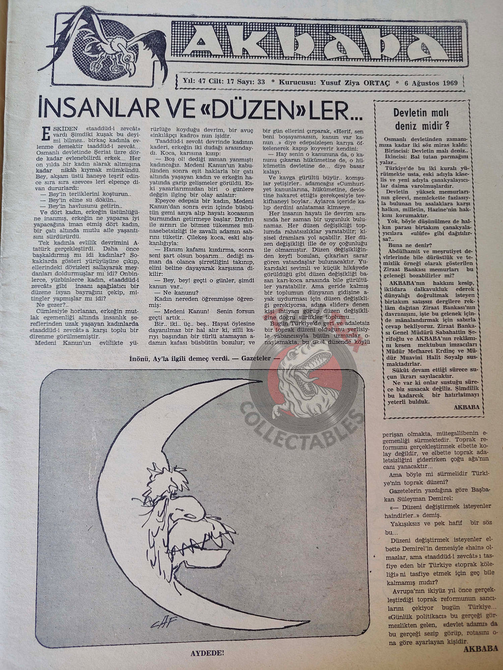 Akbaba 1969 Uncle Sam and the Magic Moon Soil Turkish Magazine Turkey Apollo 11 Space